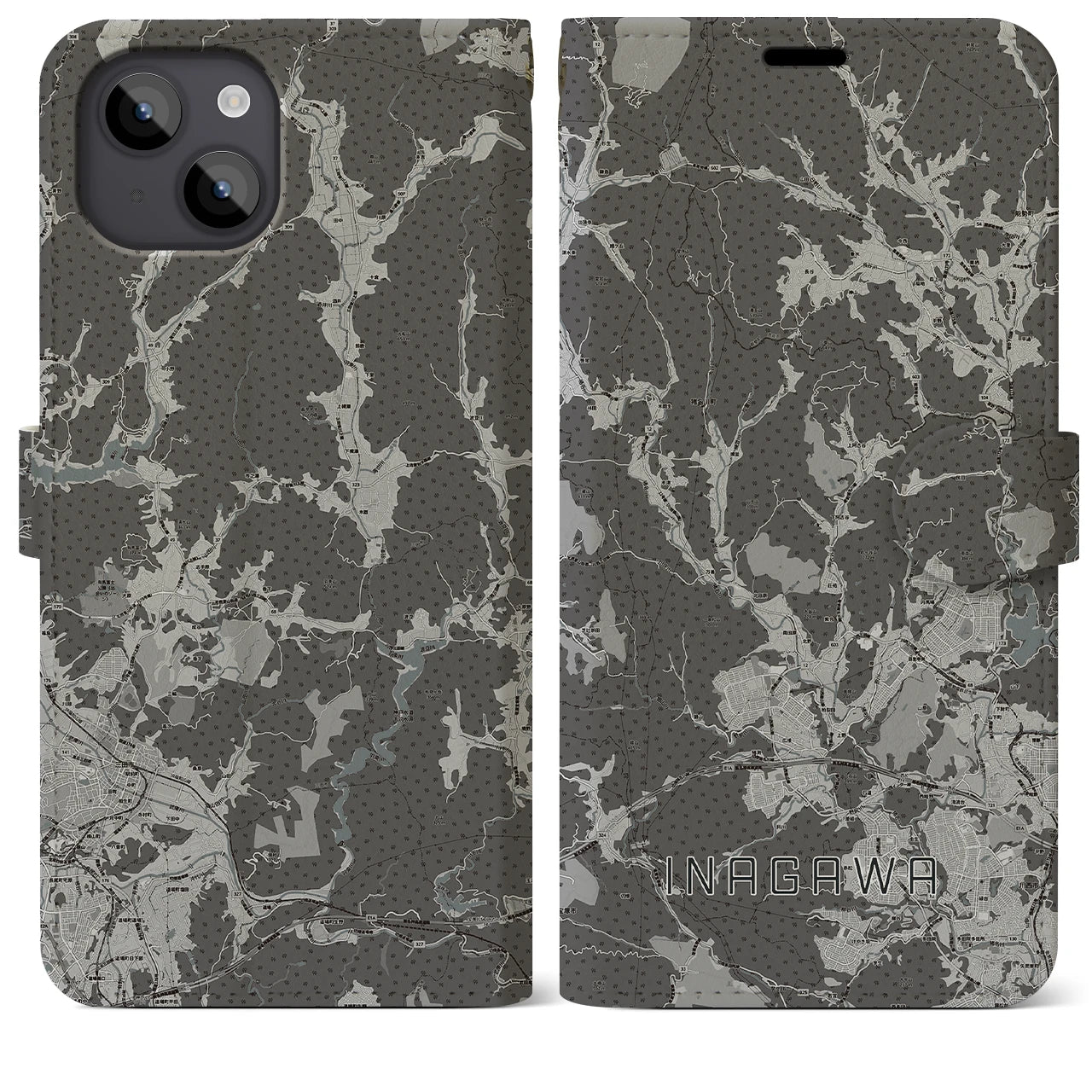 【猪名川(兵庫県)】地図柄iPhoneケース(手帳タイプ)