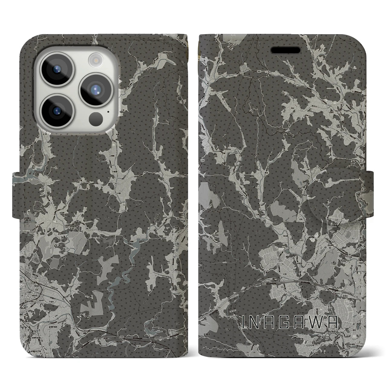 【猪名川(兵庫県)】地図柄iPhoneケース(手帳タイプ)