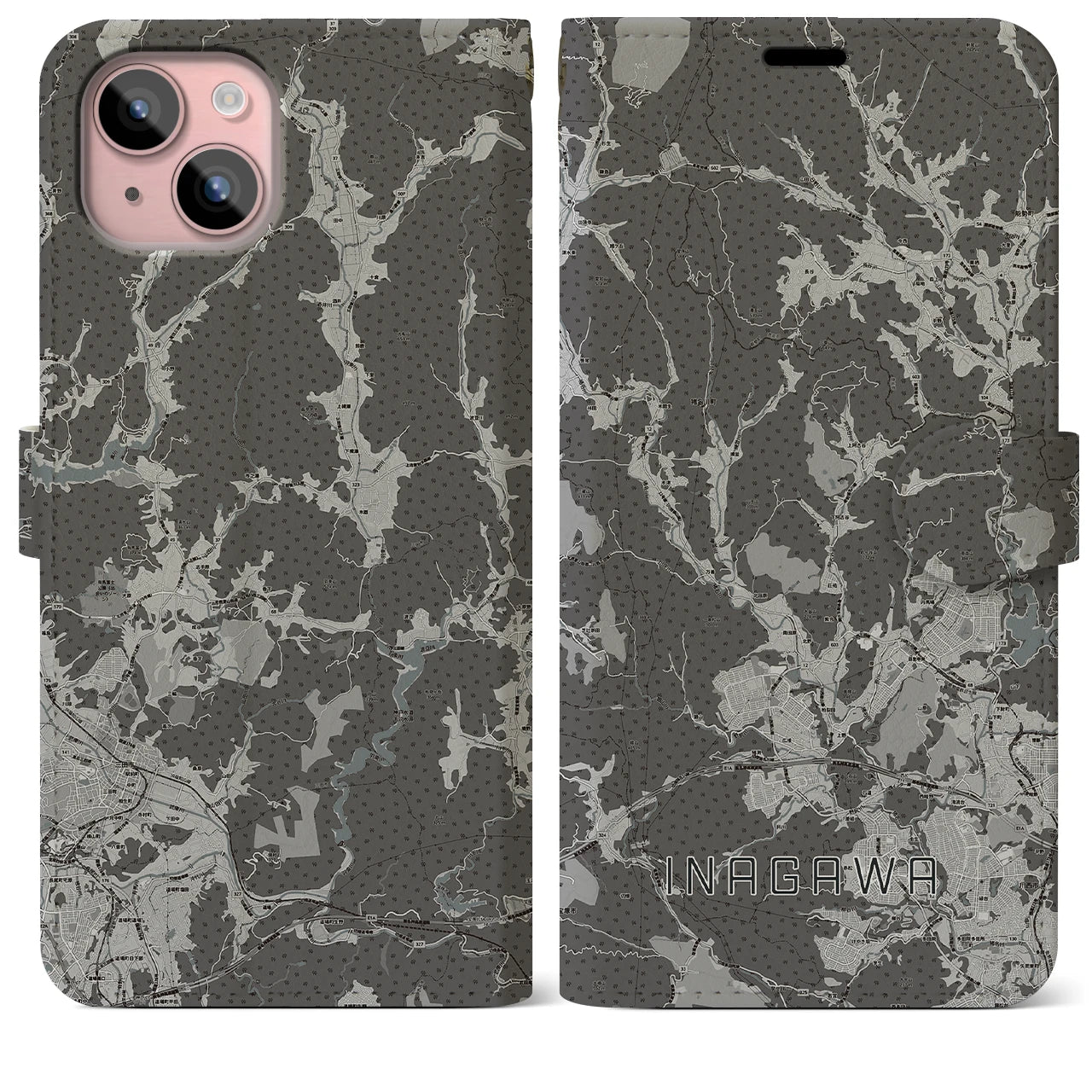 【猪名川(兵庫県)】地図柄iPhoneケース(手帳タイプ)