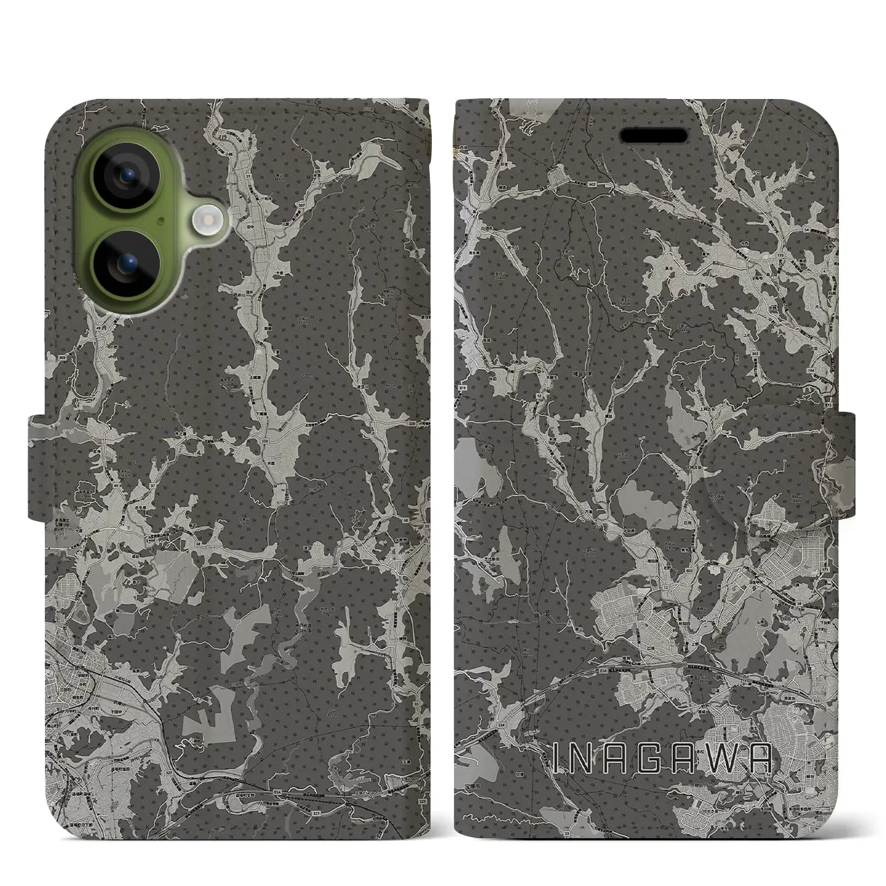 【猪名川(兵庫県)】地図柄iPhoneケース(手帳タイプ)