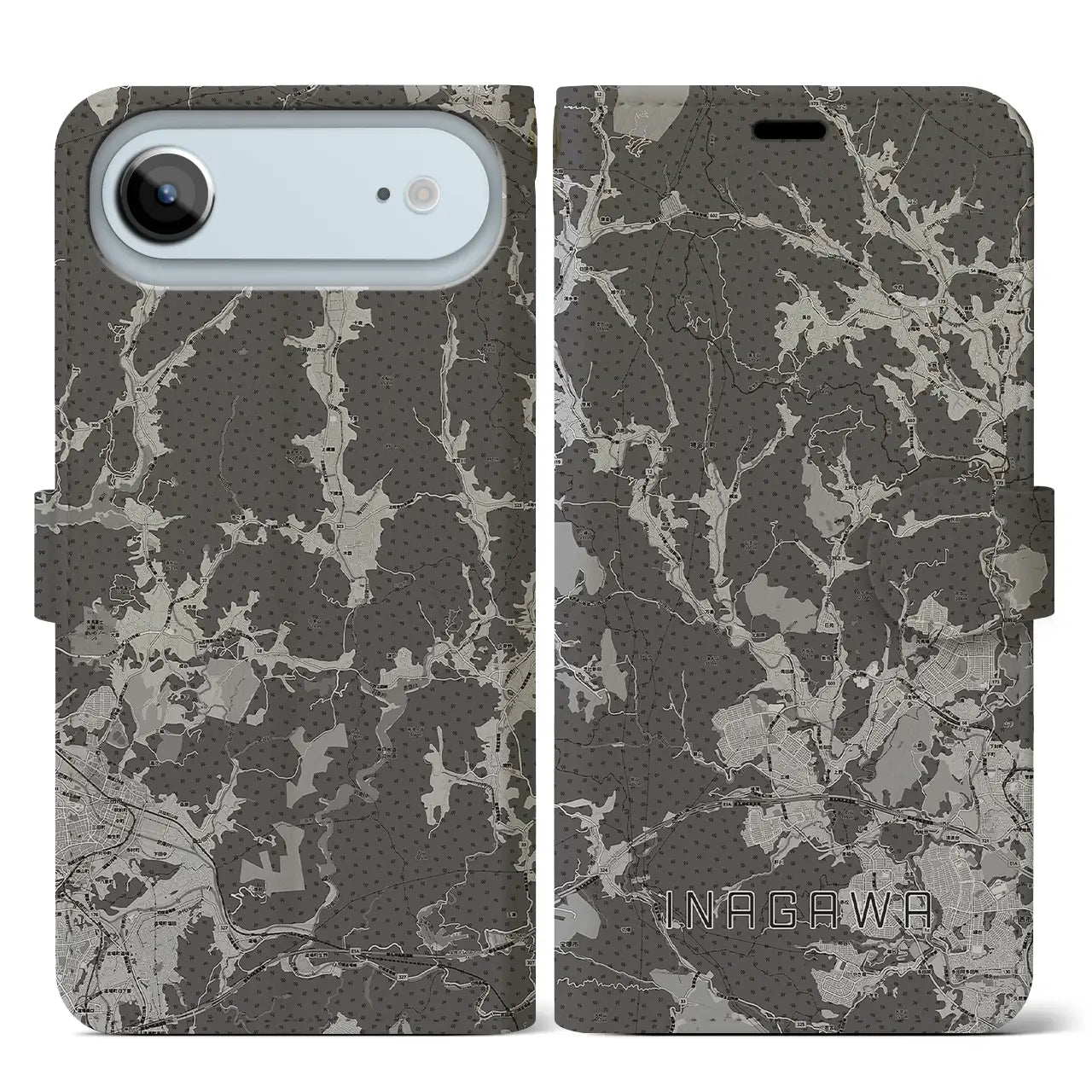 【猪名川(兵庫県)】地図柄iPhoneケース(手帳タイプ)