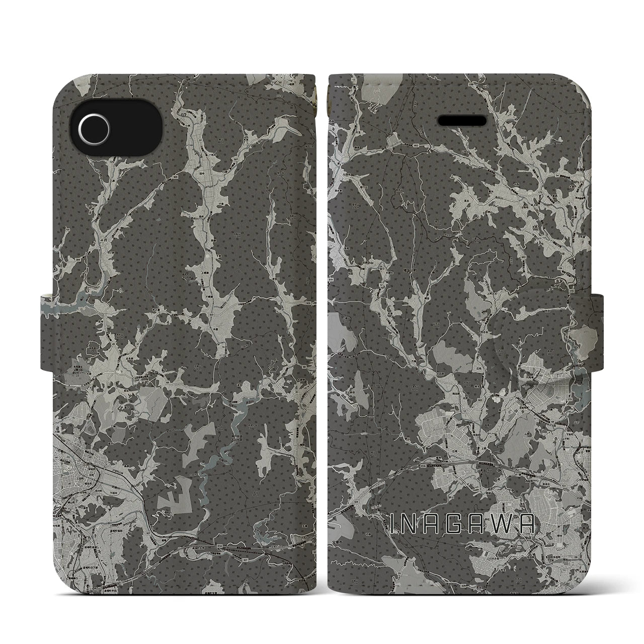 【猪名川(兵庫県)】地図柄iPhoneケース(手帳タイプ)