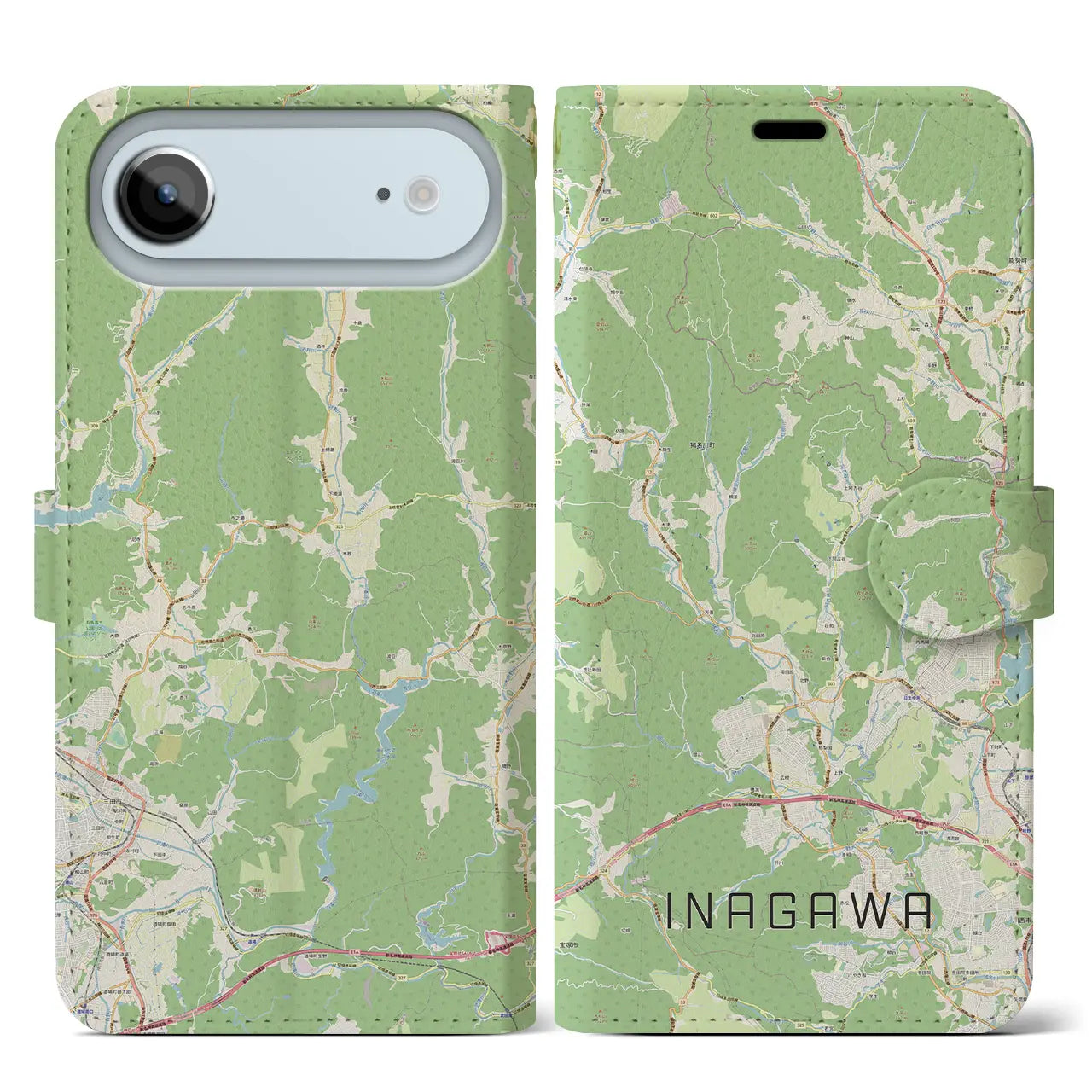 【猪名川(兵庫県)】地図柄iPhoneケース(手帳タイプ)