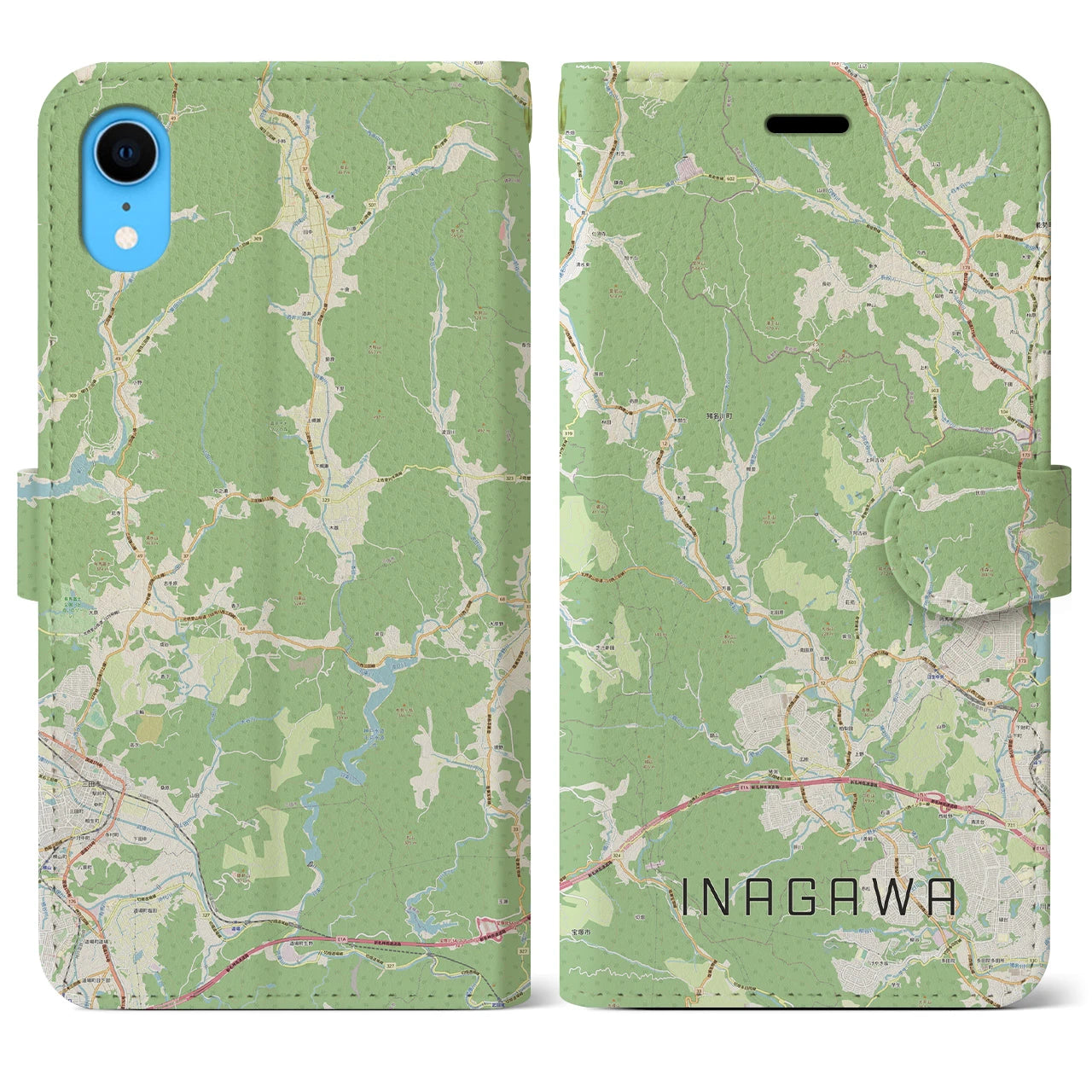 【猪名川(兵庫県)】地図柄iPhoneケース(手帳タイプ)ナチュラル・iPhone XR 用