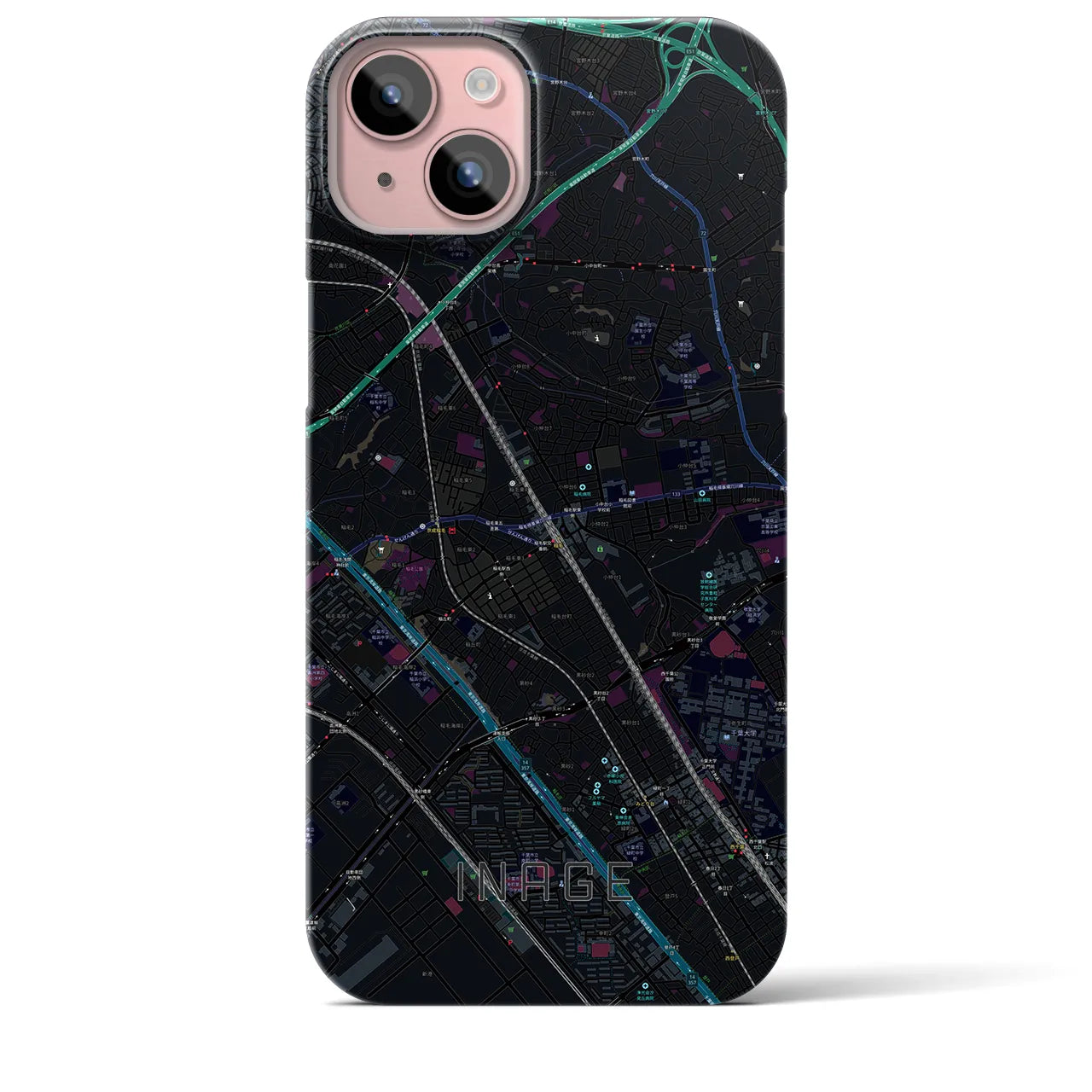 【稲毛(千葉県)】地図柄iPhoneケース(バックカバータイプ)