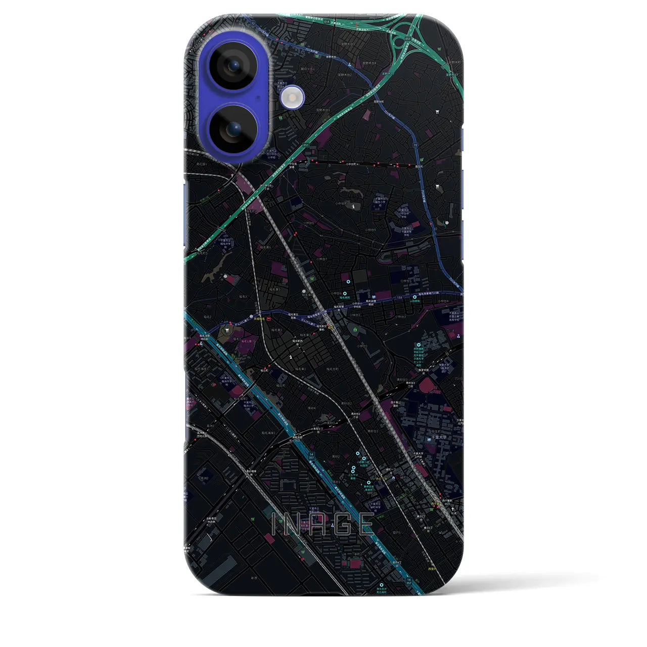 【稲毛(千葉県)】地図柄iPhoneケース(バックカバータイプ)