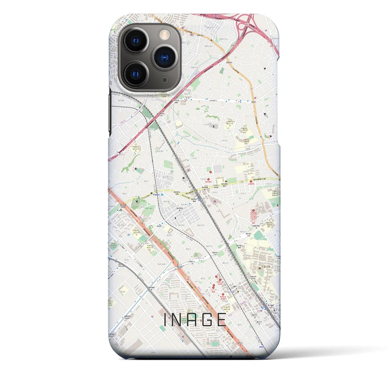 【稲毛(千葉県)】地図柄iPhoneケース(バックカバータイプ)