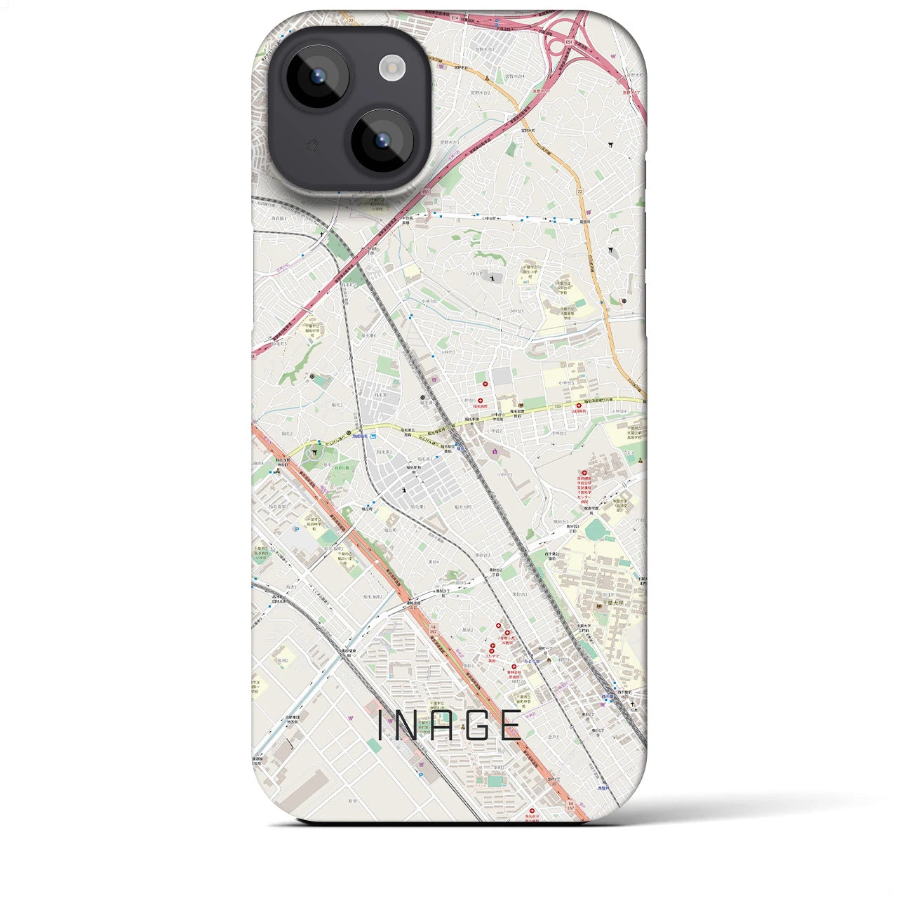 【稲毛(千葉県)】地図柄iPhoneケース(バックカバータイプ)