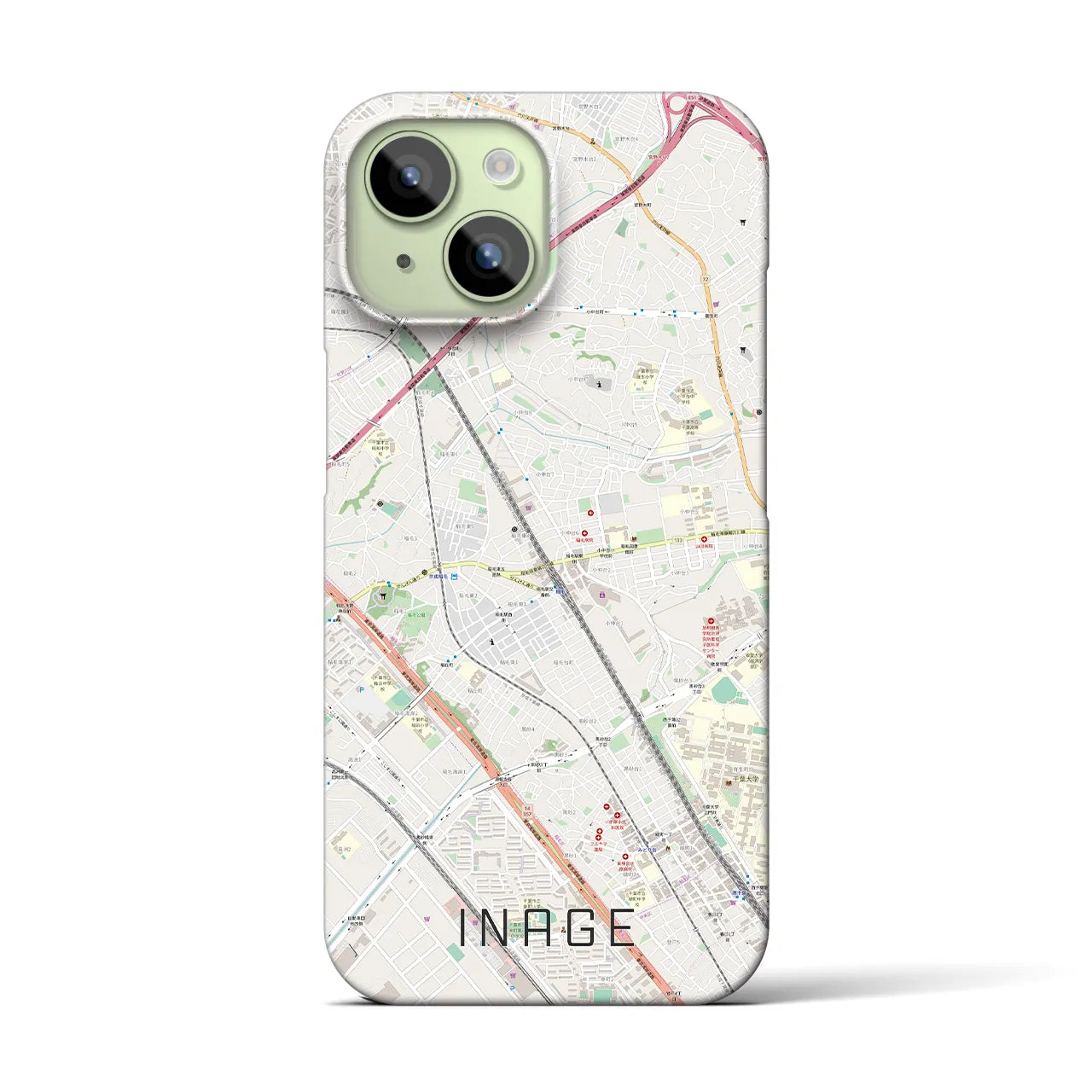 【稲毛(千葉県)】地図柄iPhoneケース(バックカバータイプ)