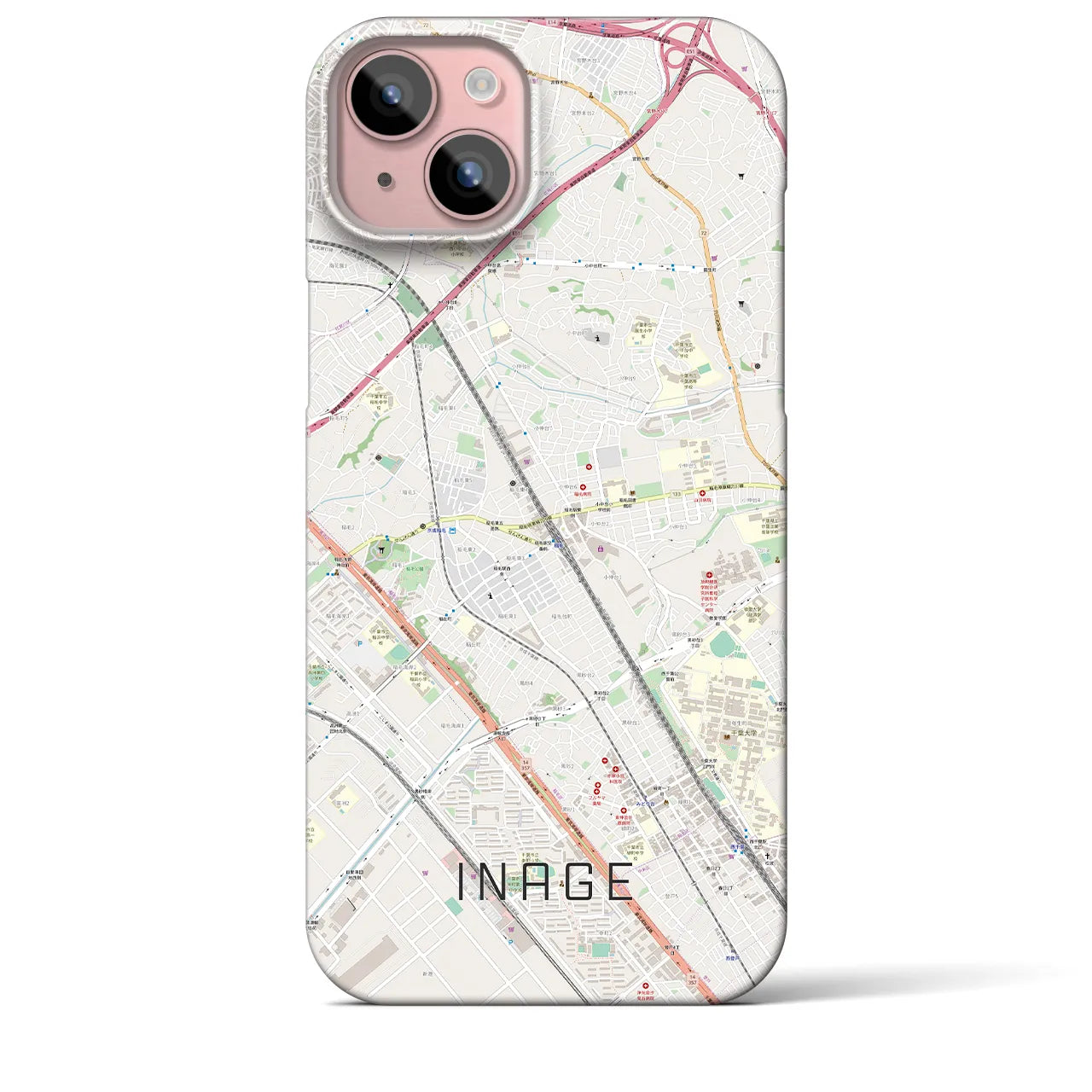 【稲毛(千葉県)】地図柄iPhoneケース(バックカバータイプ)