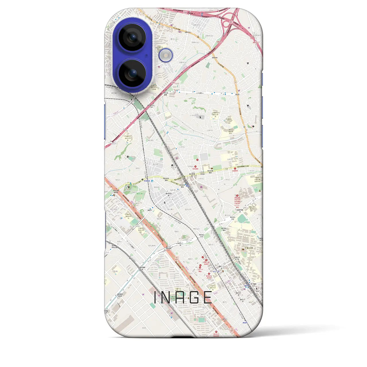 【稲毛(千葉県)】地図柄iPhoneケース(バックカバータイプ)ナチュラル・iPhone 16 Pro Max 用