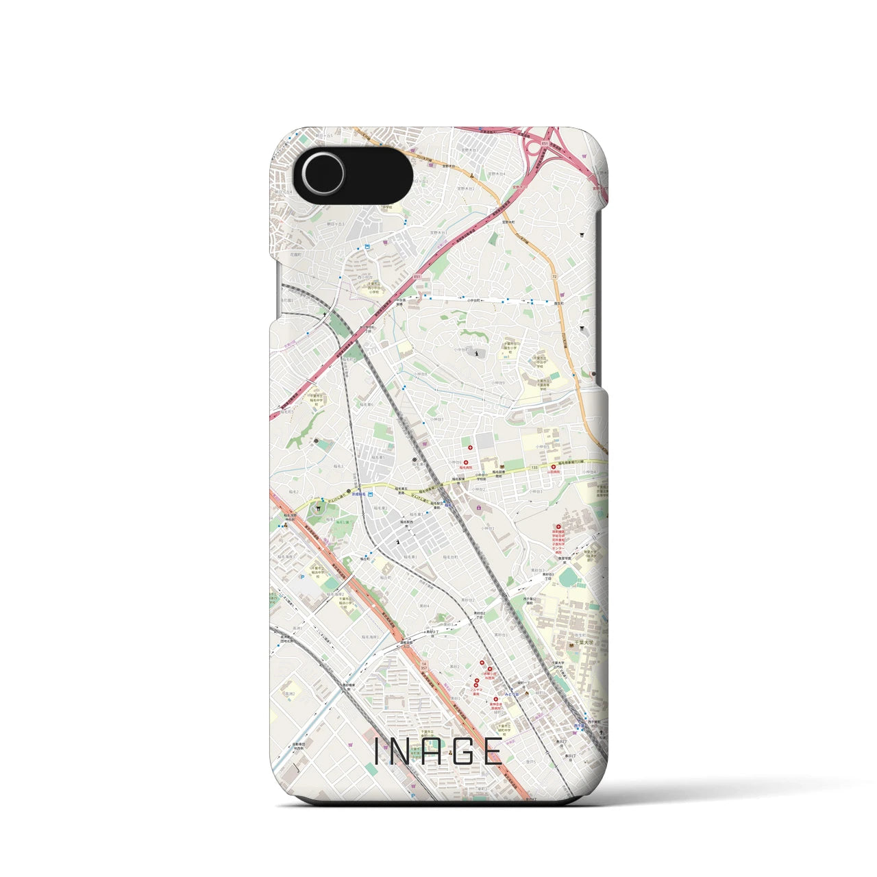 【稲毛(千葉県)】地図柄iPhoneケース(バックカバータイプ)