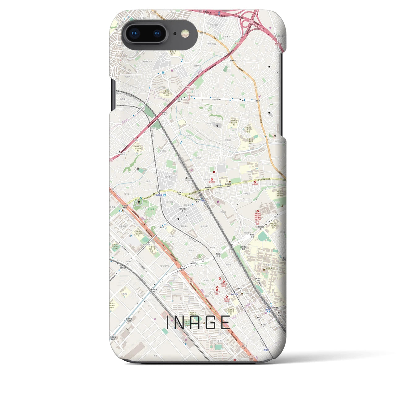 【稲毛(千葉県)】地図柄iPhoneケース(バックカバータイプ)