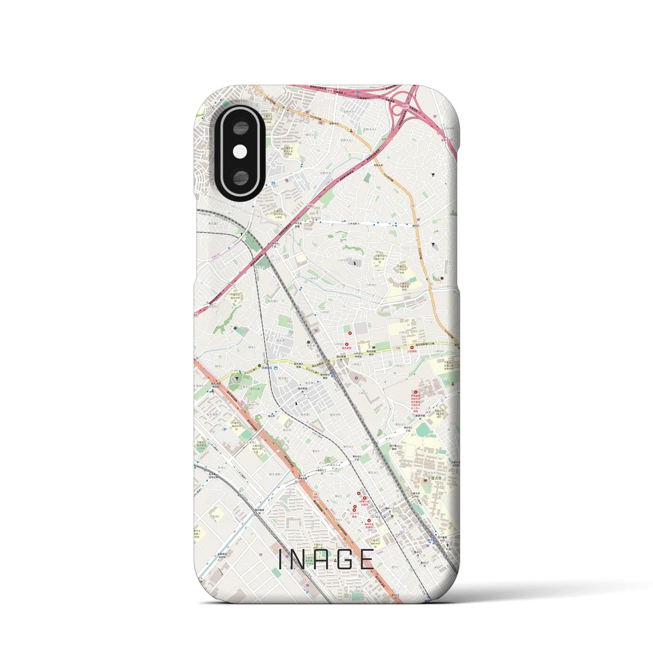 【稲毛(千葉県)】地図柄iPhoneケース(バックカバータイプ)