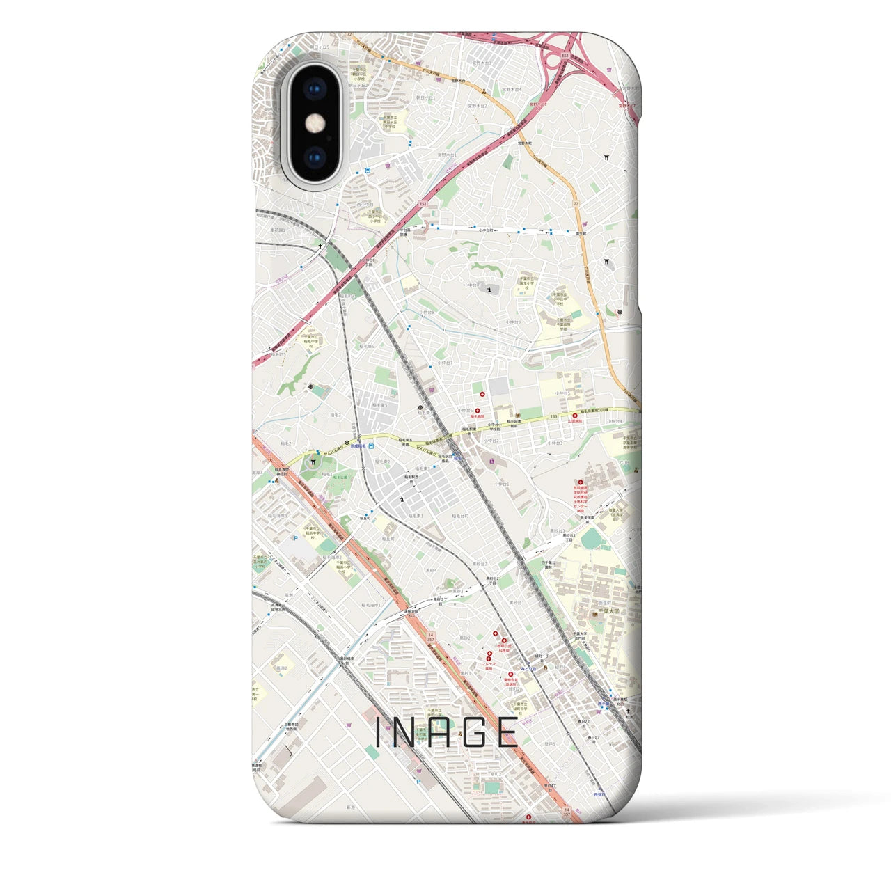 【稲毛(千葉県)】地図柄iPhoneケース(バックカバータイプ)