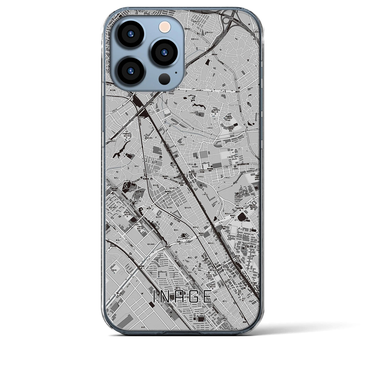 【稲毛(千葉県)】地図柄iPhoneケース(クリアタイプ)