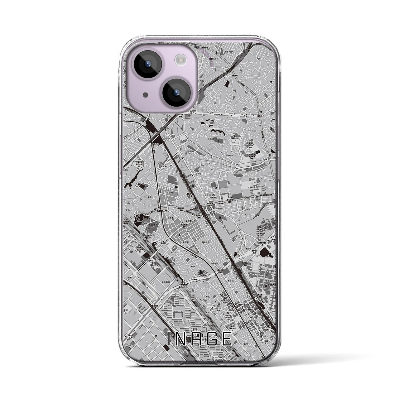 【稲毛(千葉県)】地図柄iPhoneケース(クリアタイプ)