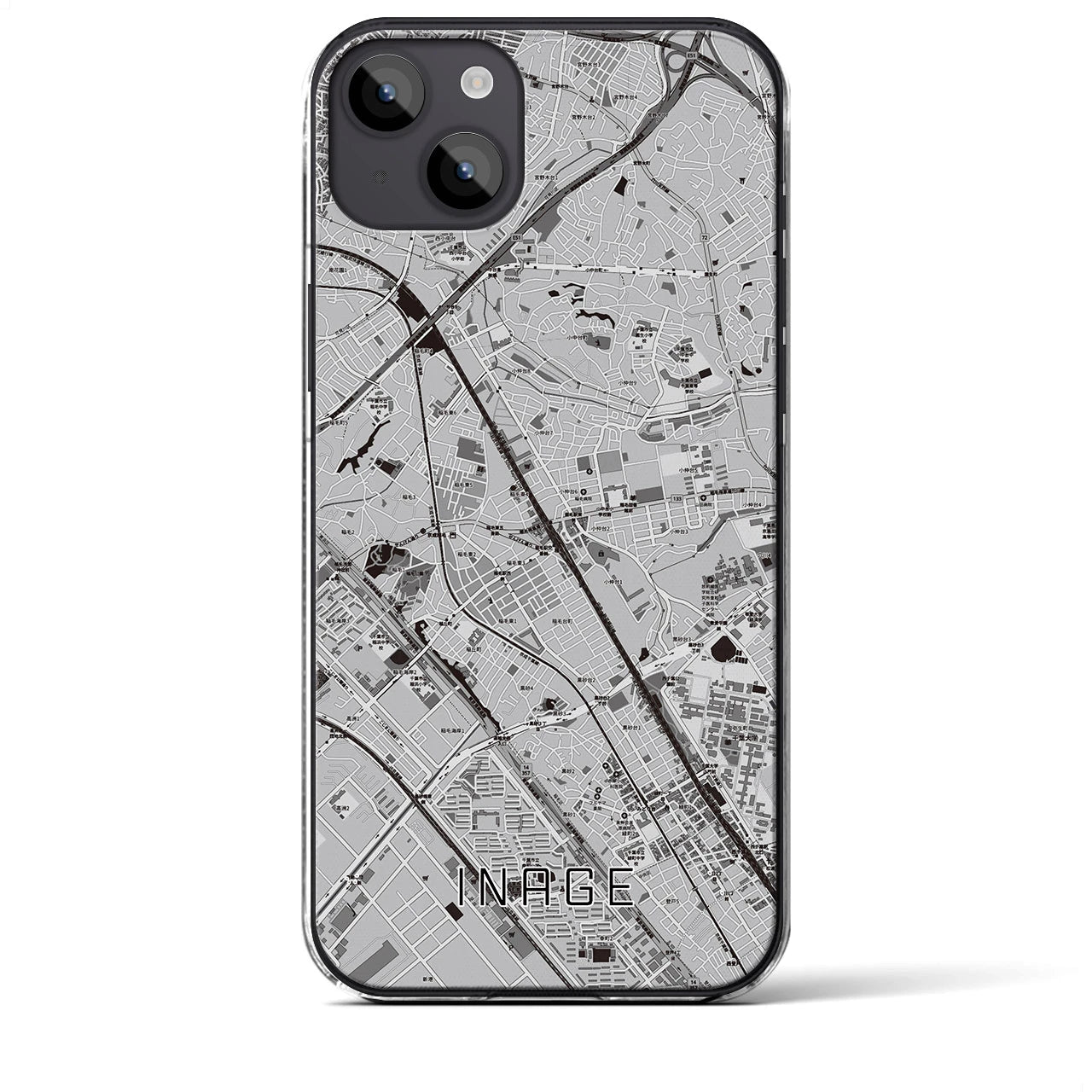 【稲毛(千葉県)】地図柄iPhoneケース(クリアタイプ)