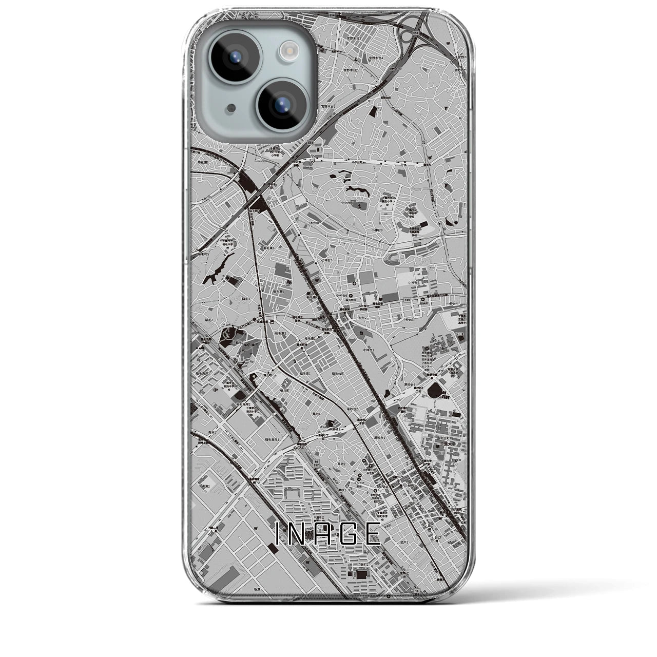 【稲毛(千葉県)】地図柄iPhoneケース(クリアタイプ)