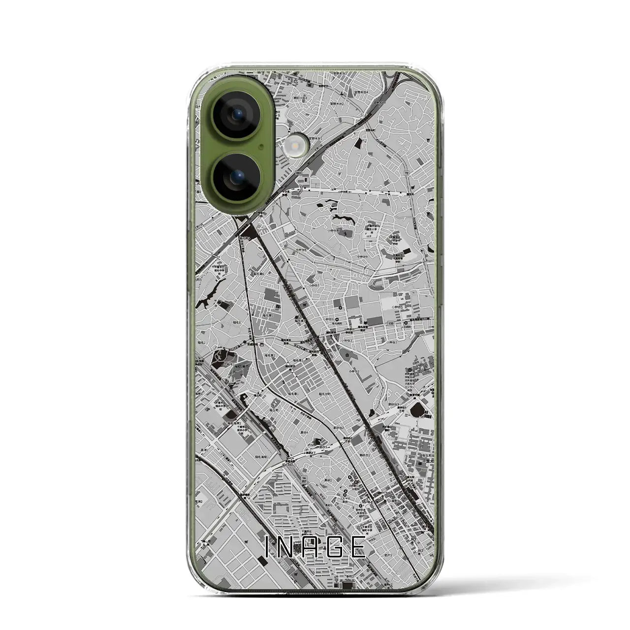 【稲毛(千葉県)】地図柄iPhoneケース(クリアタイプ)
