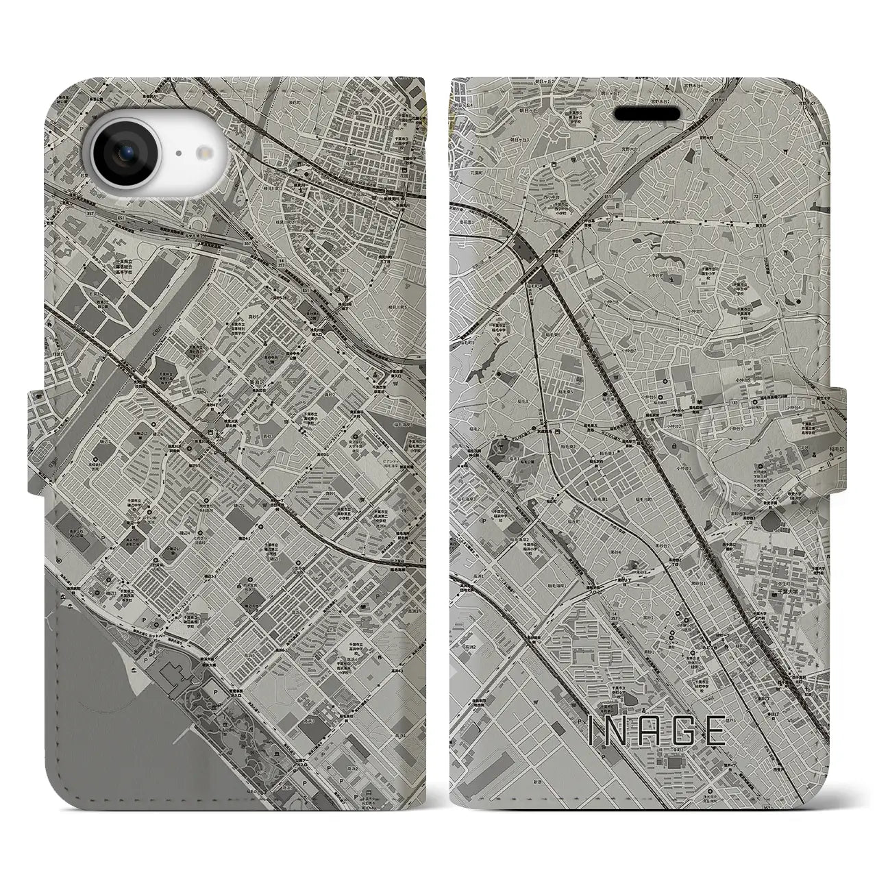 【稲毛(千葉県)】地図柄iPhoneケース(手帳タイプ)