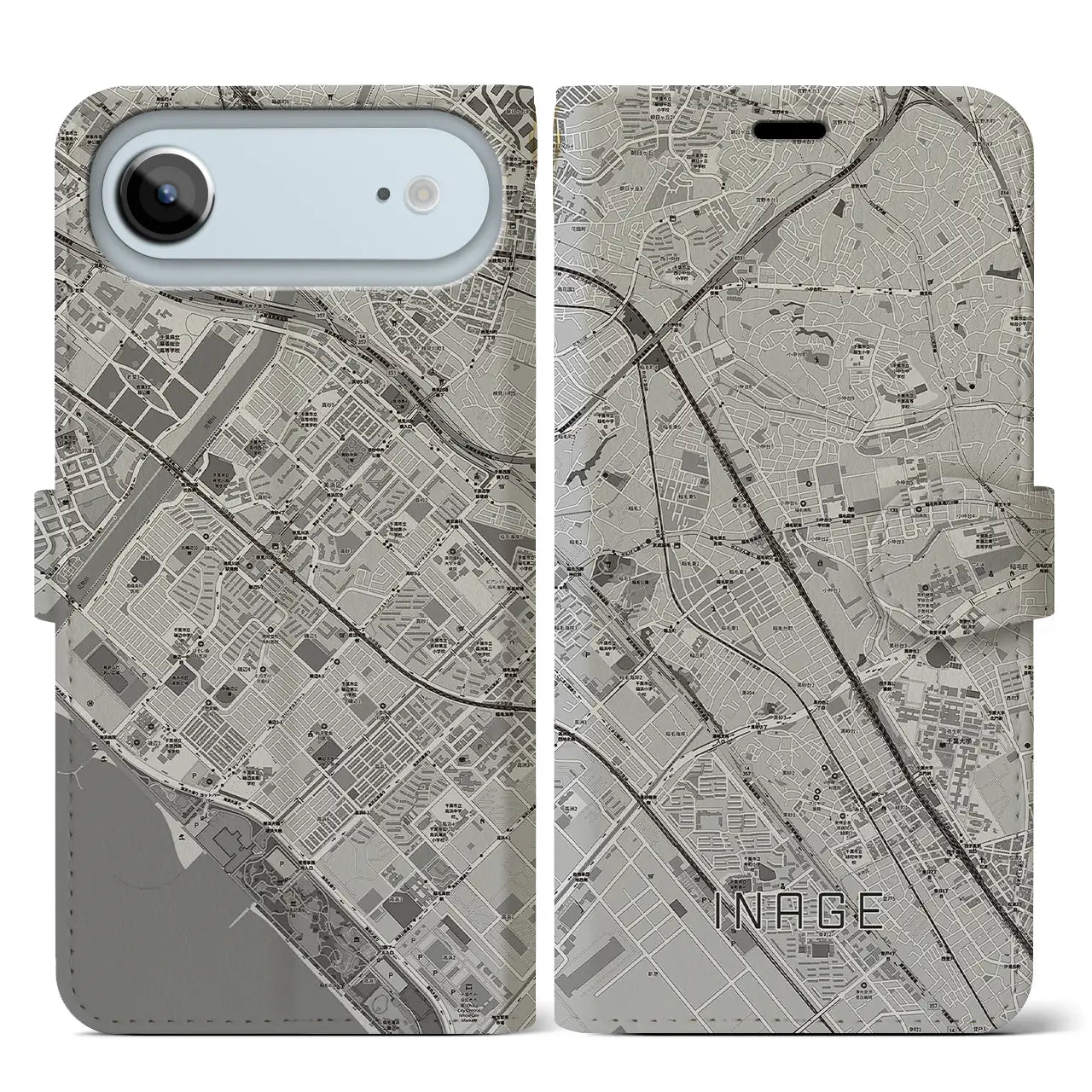 【稲毛(千葉県)】地図柄iPhoneケース(手帳タイプ)