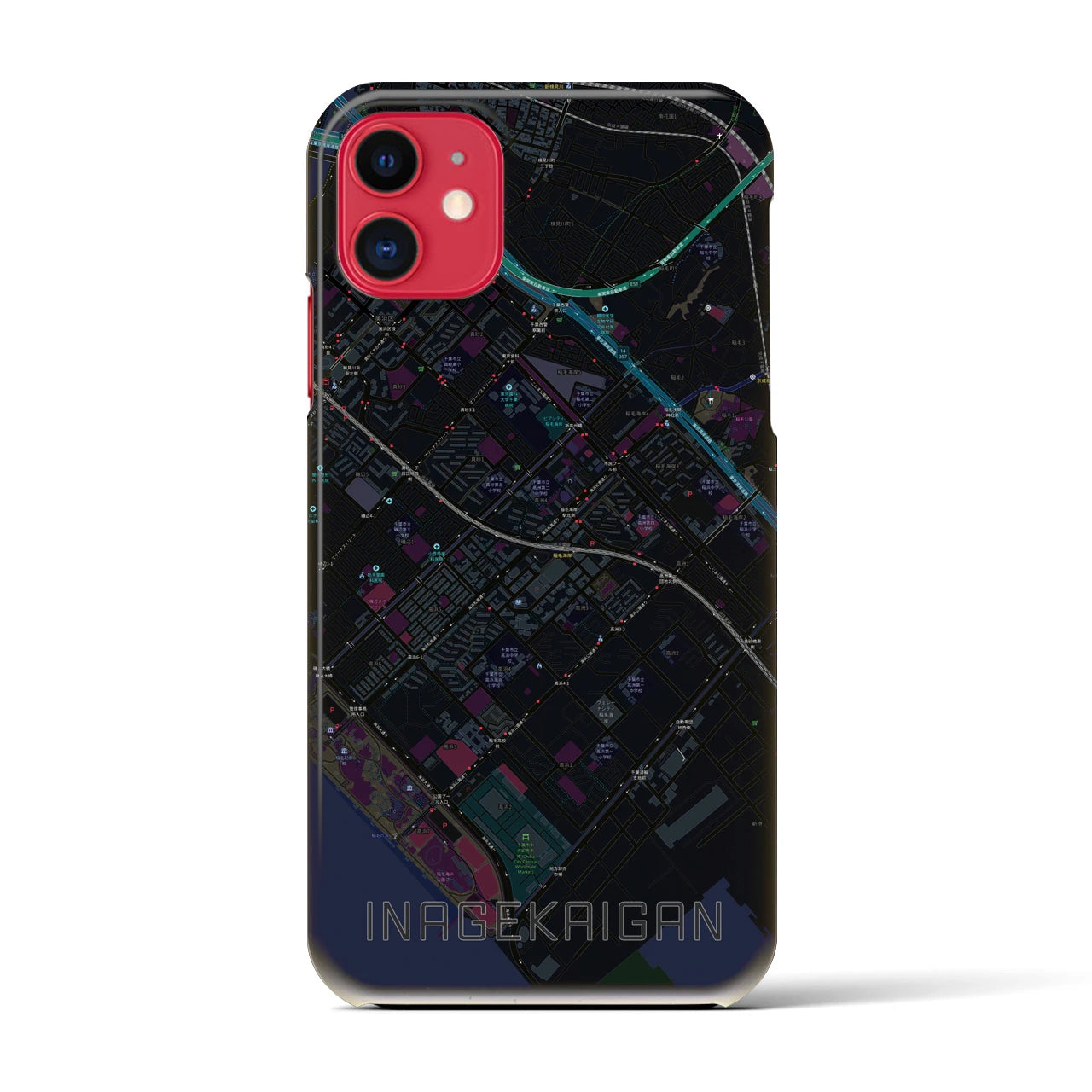 【稲毛海岸(千葉県)】地図柄iPhoneケース(バックカバータイプ)