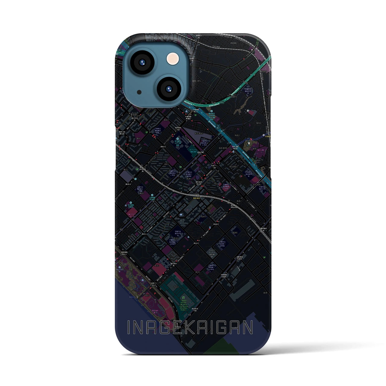 【稲毛海岸(千葉県)】地図柄iPhoneケース(バックカバータイプ)