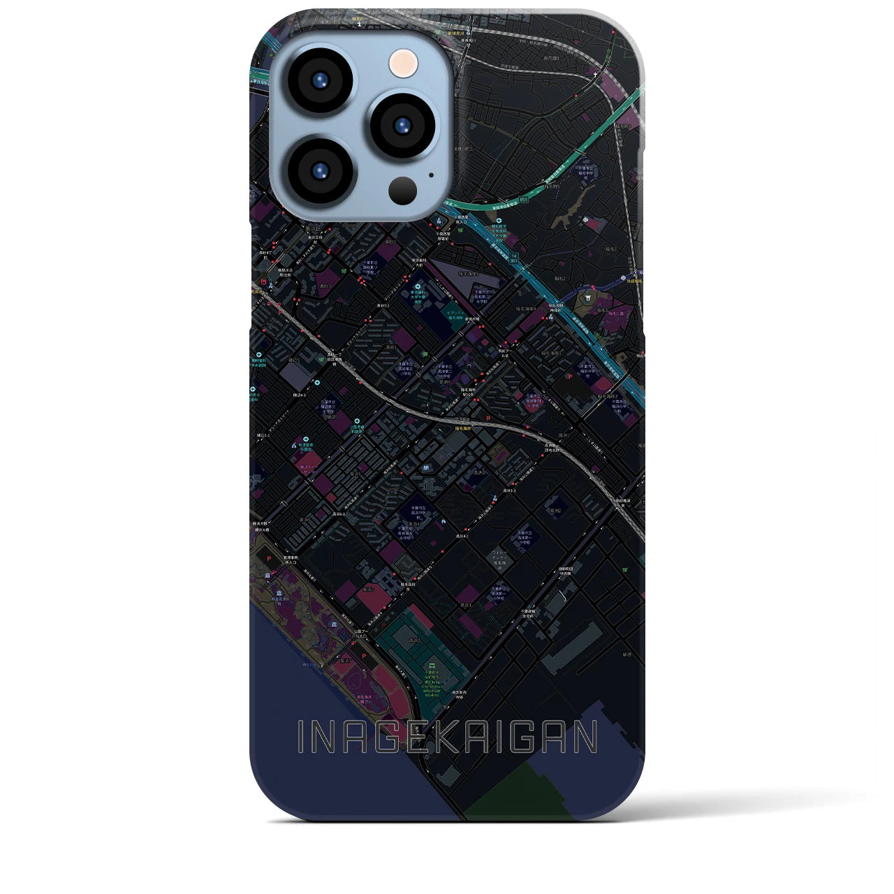 【稲毛海岸(千葉県)】地図柄iPhoneケース(バックカバータイプ)