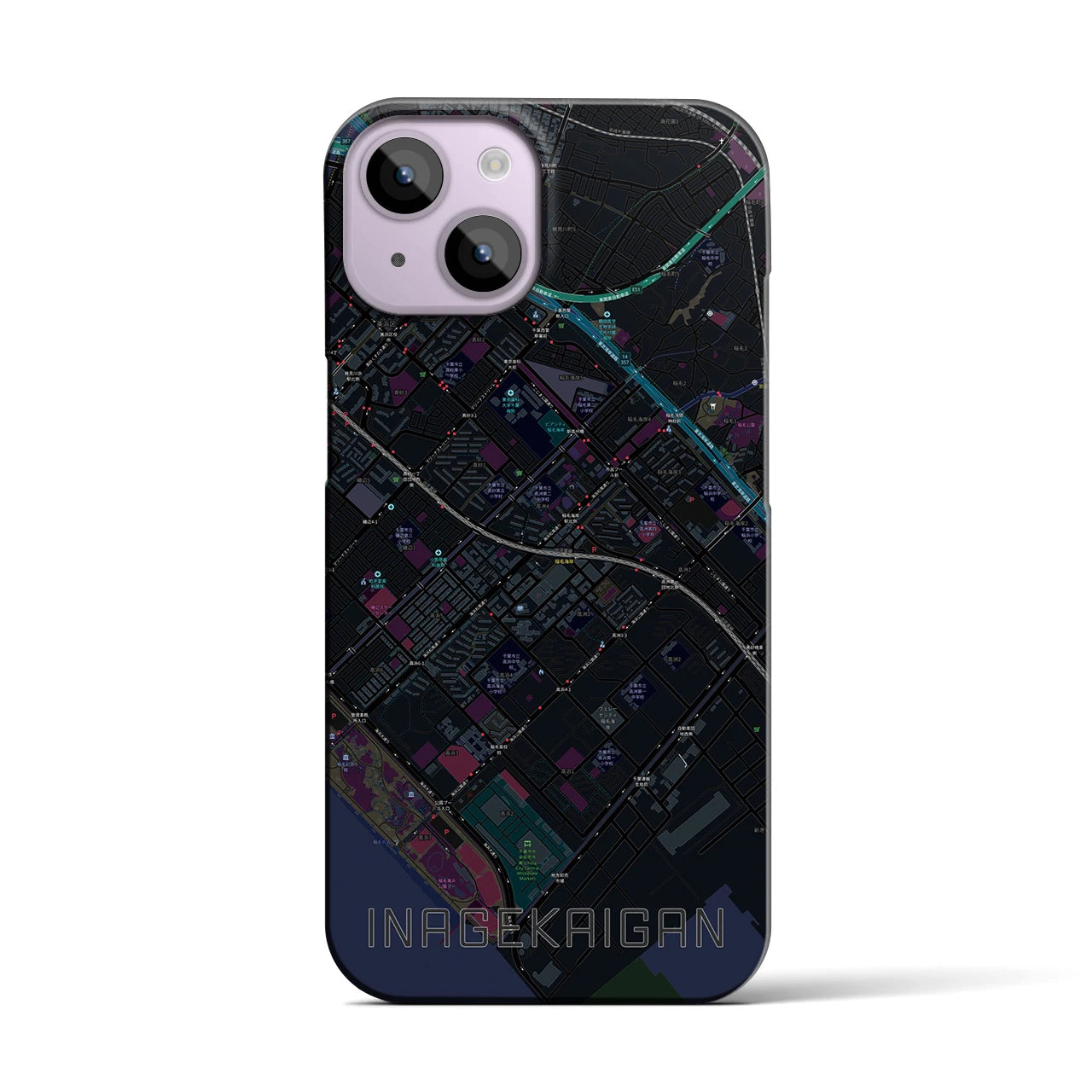 【稲毛海岸(千葉県)】地図柄iPhoneケース(バックカバータイプ)
