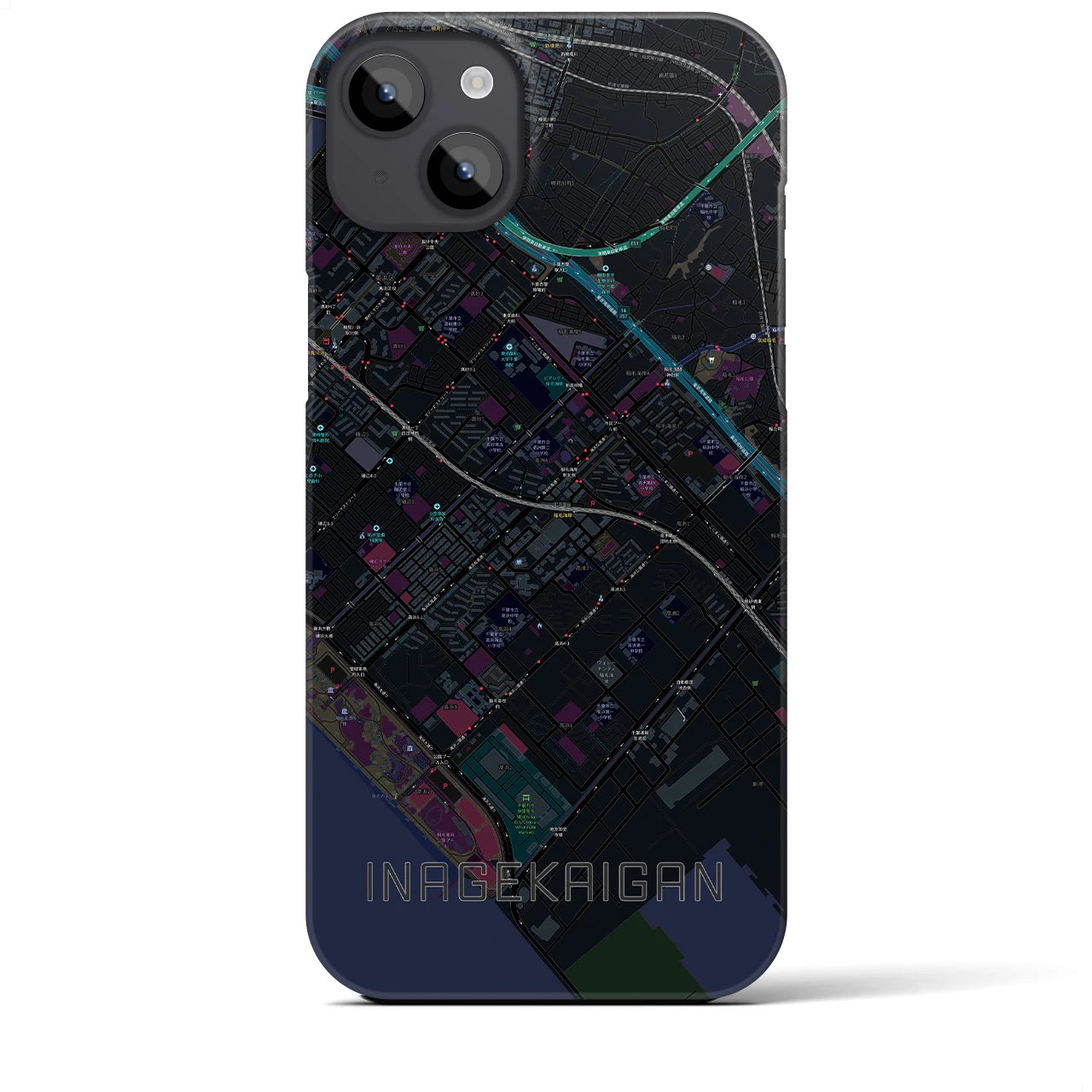 【稲毛海岸(千葉県)】地図柄iPhoneケース(バックカバータイプ)