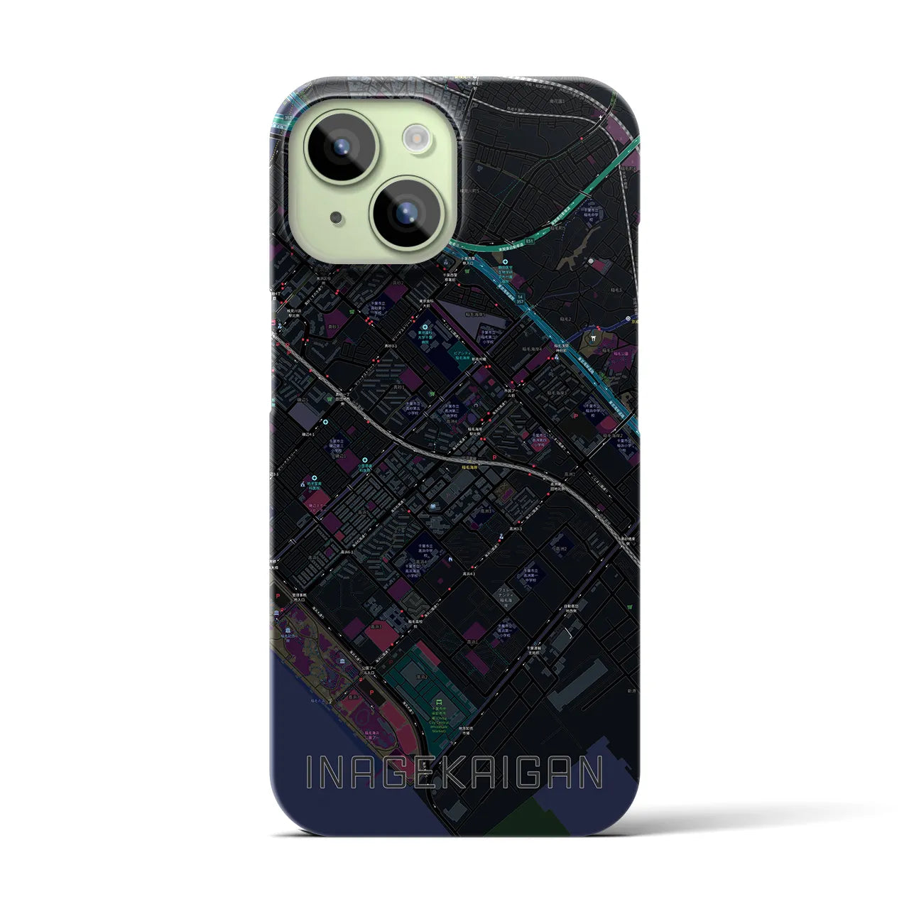 【稲毛海岸(千葉県)】地図柄iPhoneケース(バックカバータイプ)