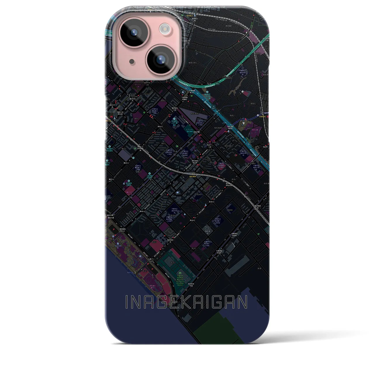【稲毛海岸(千葉県)】地図柄iPhoneケース(バックカバータイプ)