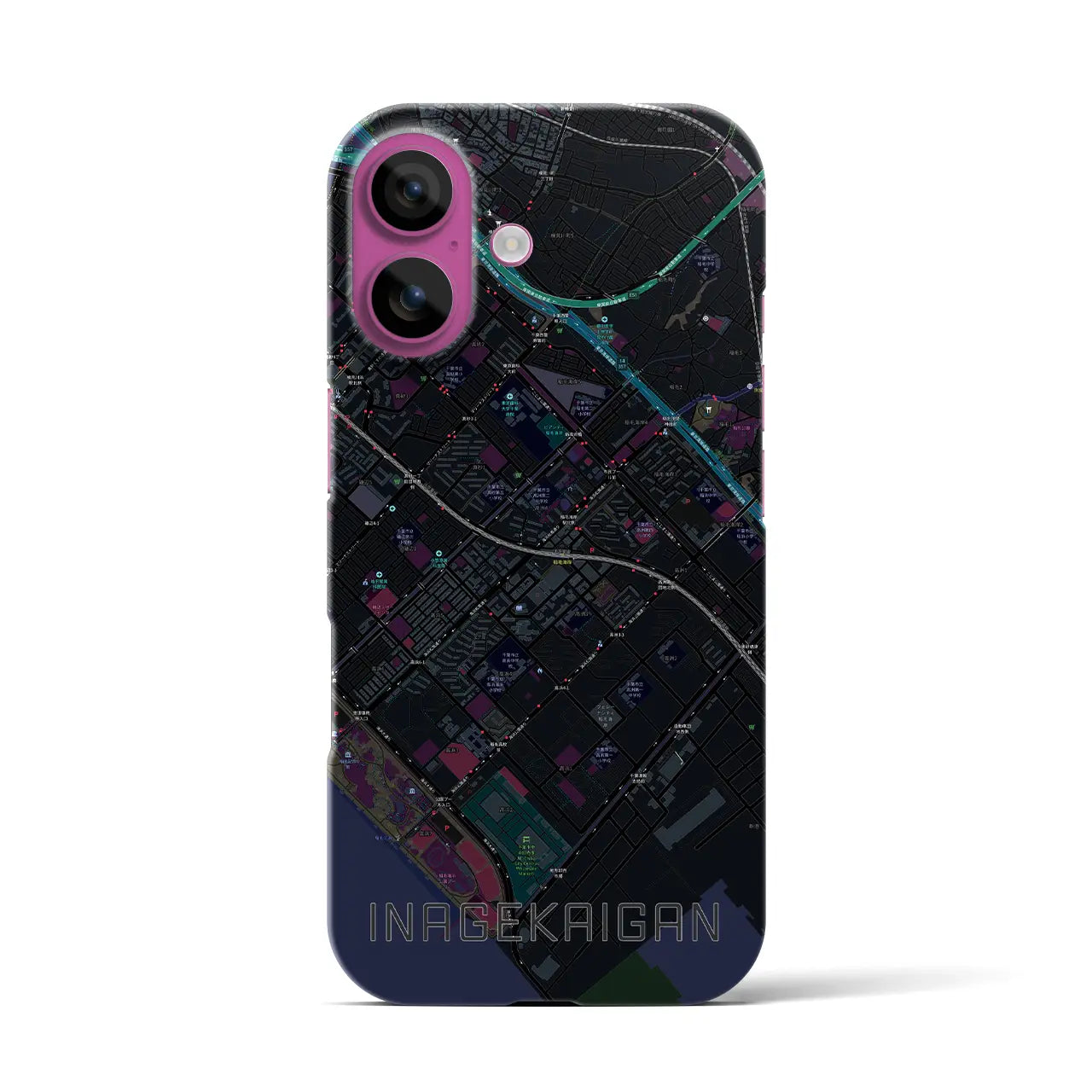 【稲毛海岸(千葉県)】地図柄iPhoneケース(バックカバータイプ)