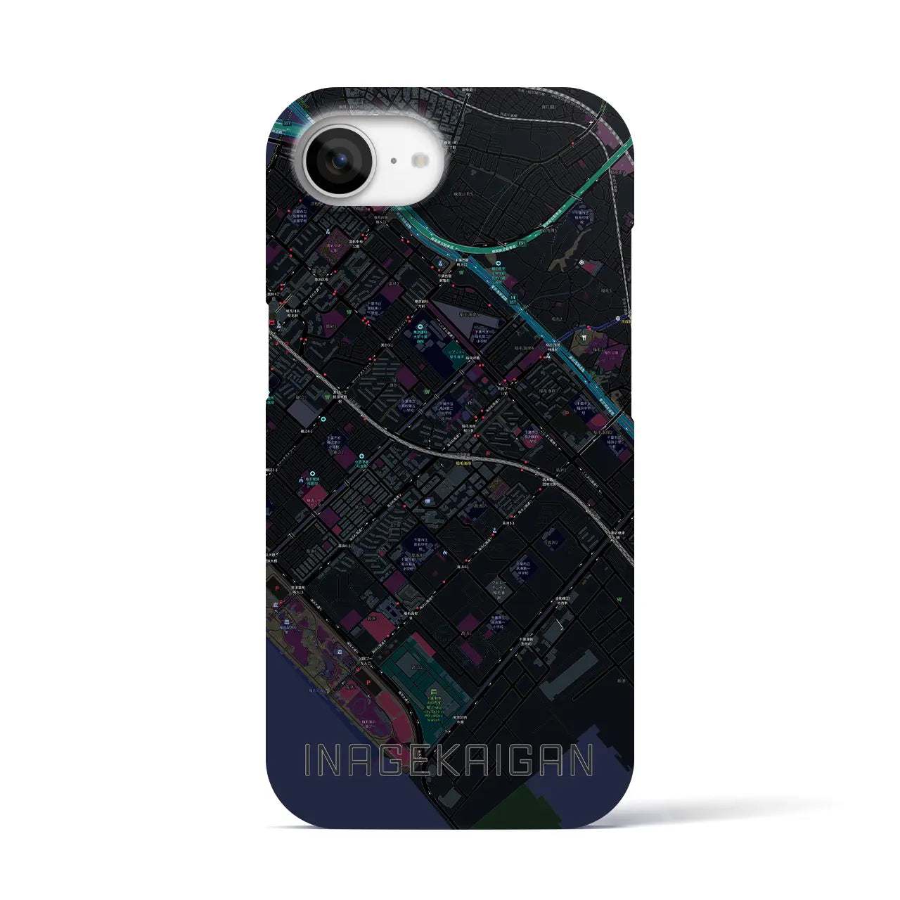 【稲毛海岸(千葉県)】地図柄iPhoneケース(バックカバータイプ)
