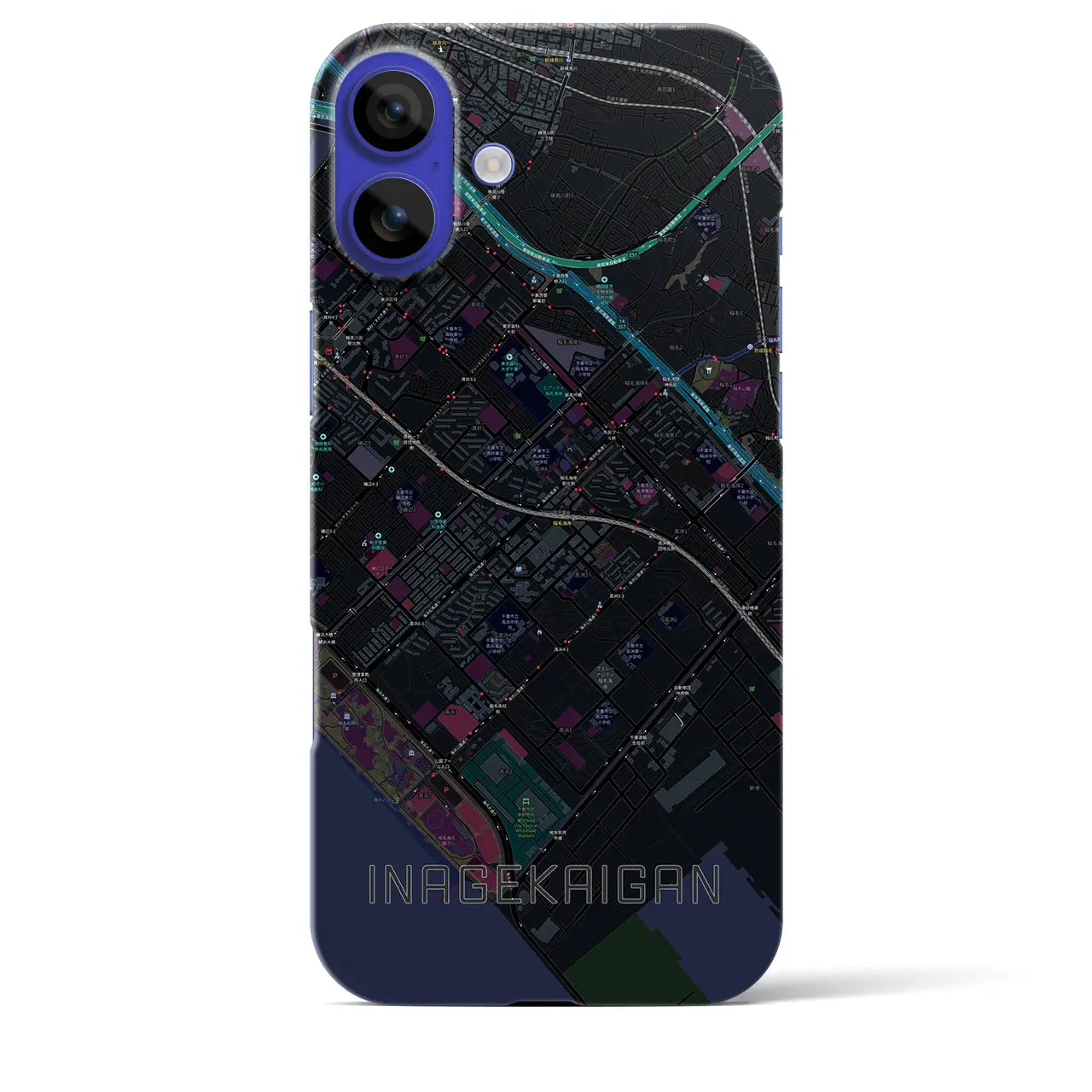 【稲毛海岸(千葉県)】地図柄iPhoneケース(バックカバータイプ)