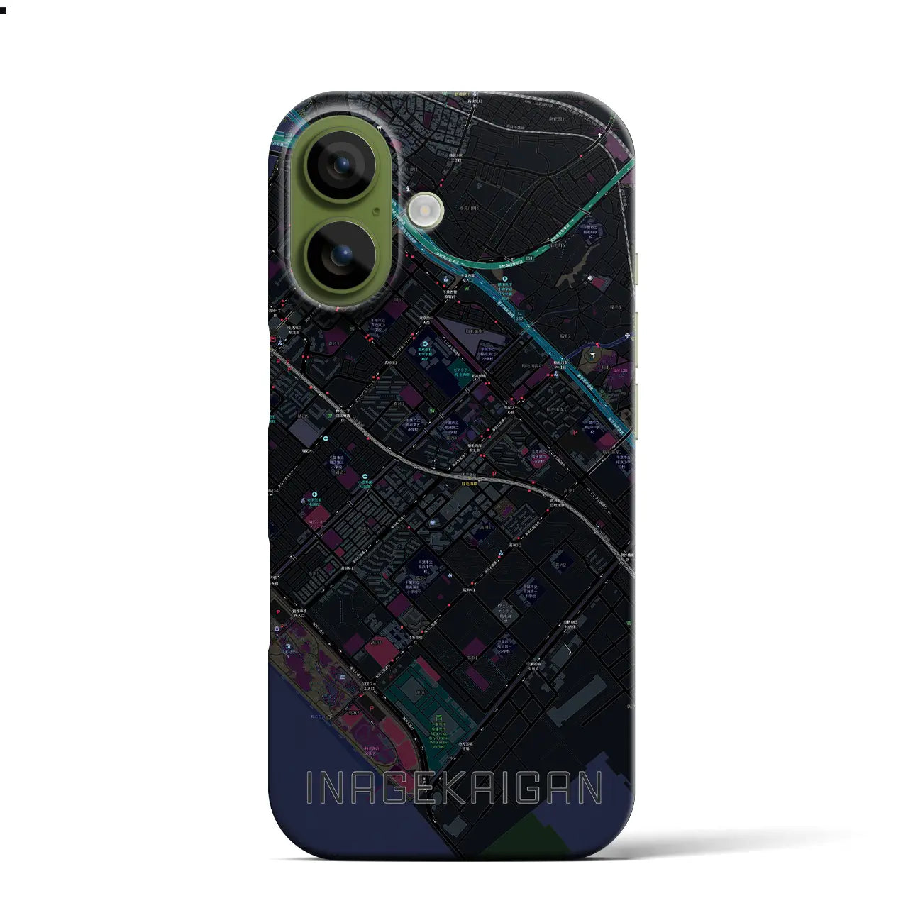 【稲毛海岸(千葉県)】地図柄iPhoneケース(バックカバータイプ)