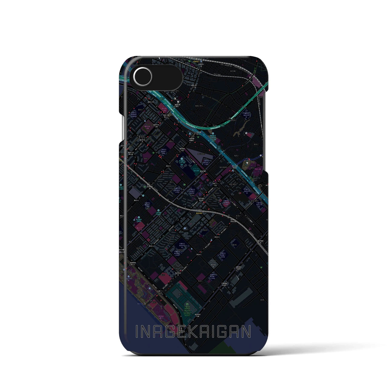 【稲毛海岸(千葉県)】地図柄iPhoneケース(バックカバータイプ)