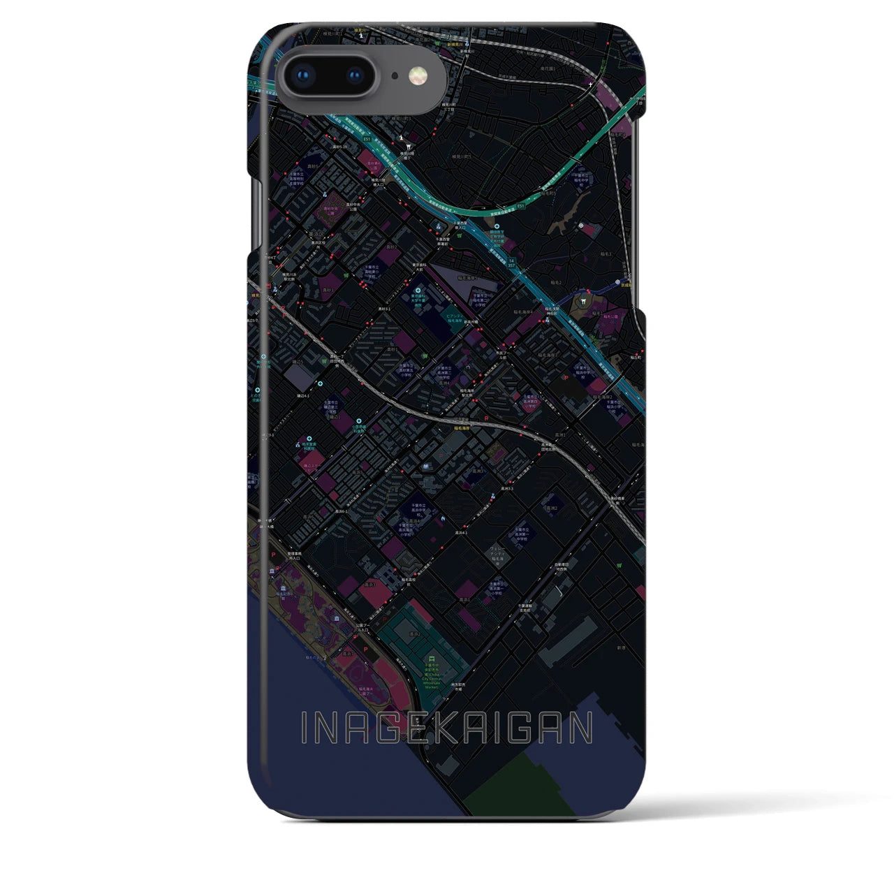 【稲毛海岸(千葉県)】地図柄iPhoneケース(バックカバータイプ)