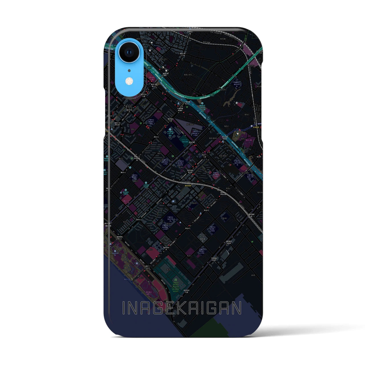 【稲毛海岸(千葉県)】地図柄iPhoneケース(バックカバータイプ)