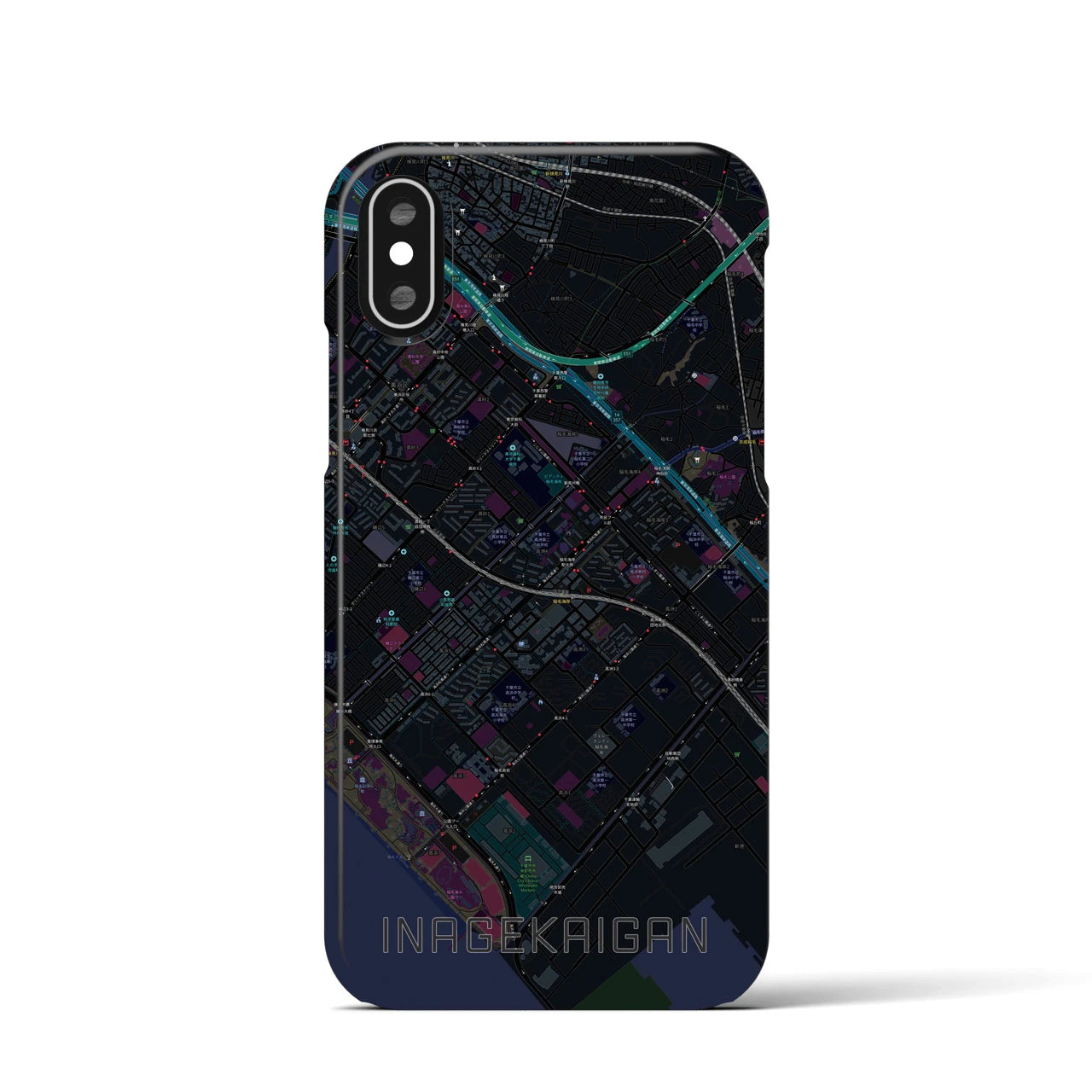 【稲毛海岸(千葉県)】地図柄iPhoneケース(バックカバータイプ)