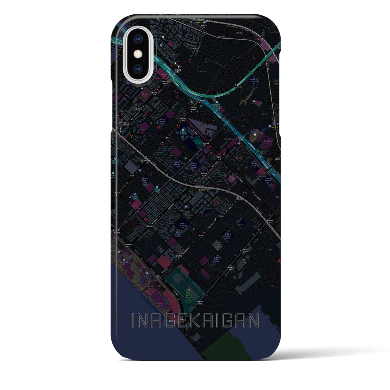 【稲毛海岸(千葉県)】地図柄iPhoneケース(バックカバータイプ)