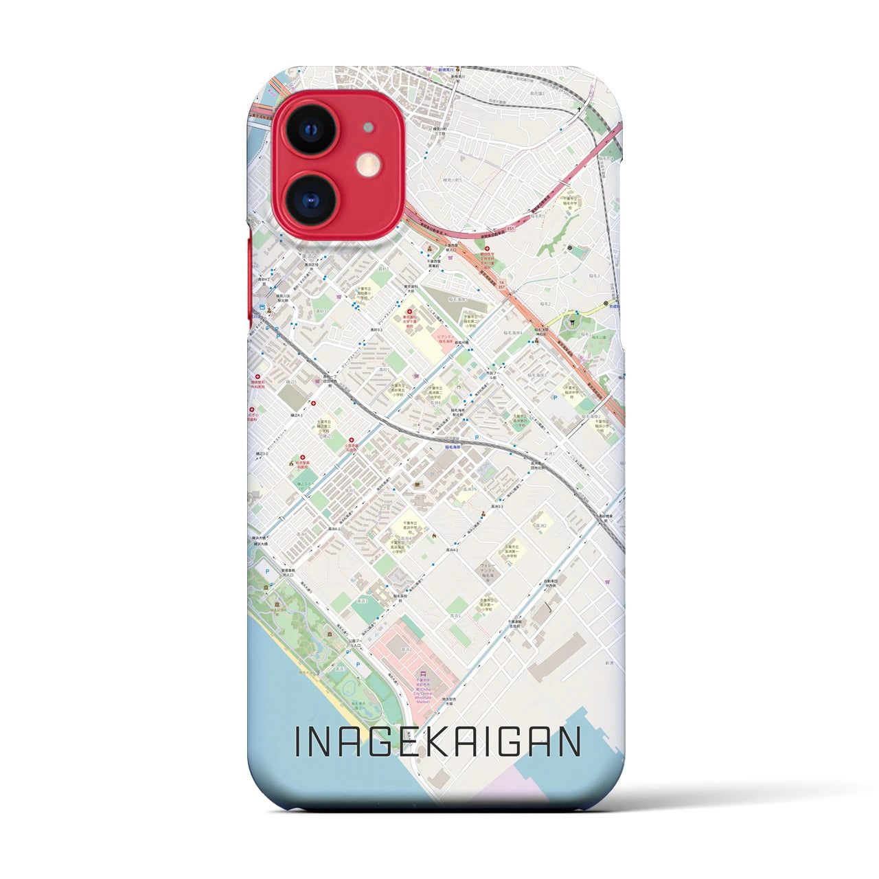 【稲毛海岸(千葉県)】地図柄iPhoneケース(バックカバータイプ)