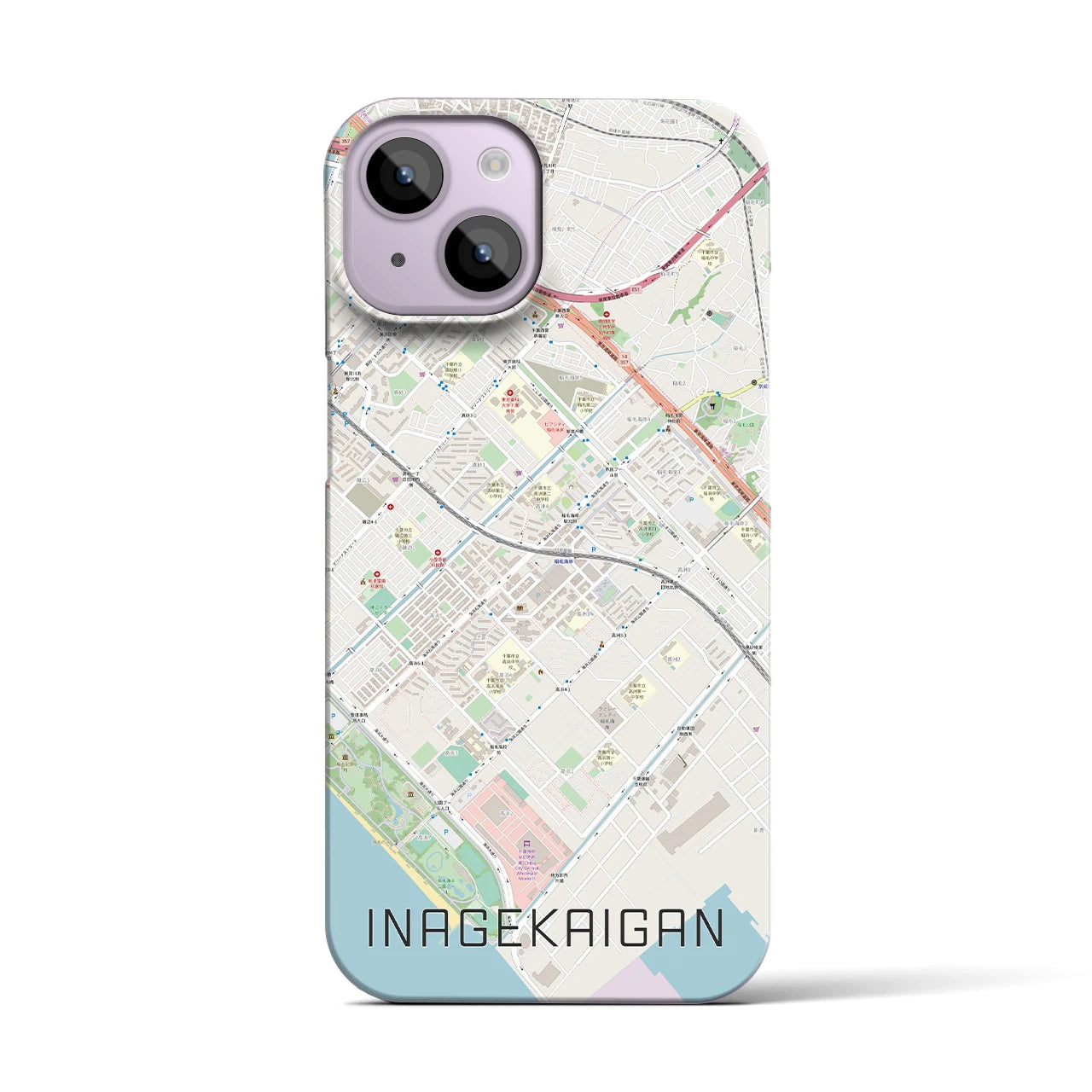 【稲毛海岸(千葉県)】地図柄iPhoneケース(バックカバータイプ)