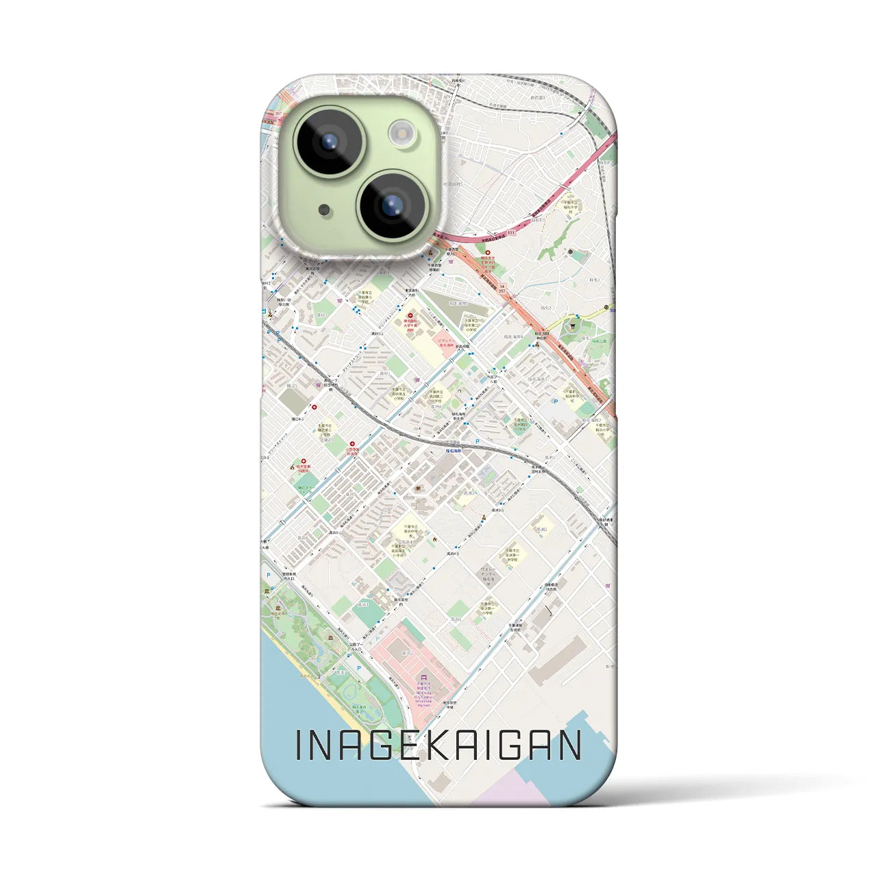【稲毛海岸(千葉県)】地図柄iPhoneケース(バックカバータイプ)