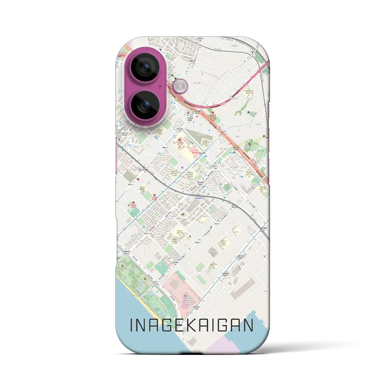 【稲毛海岸(千葉県)】地図柄iPhoneケース(バックカバータイプ)