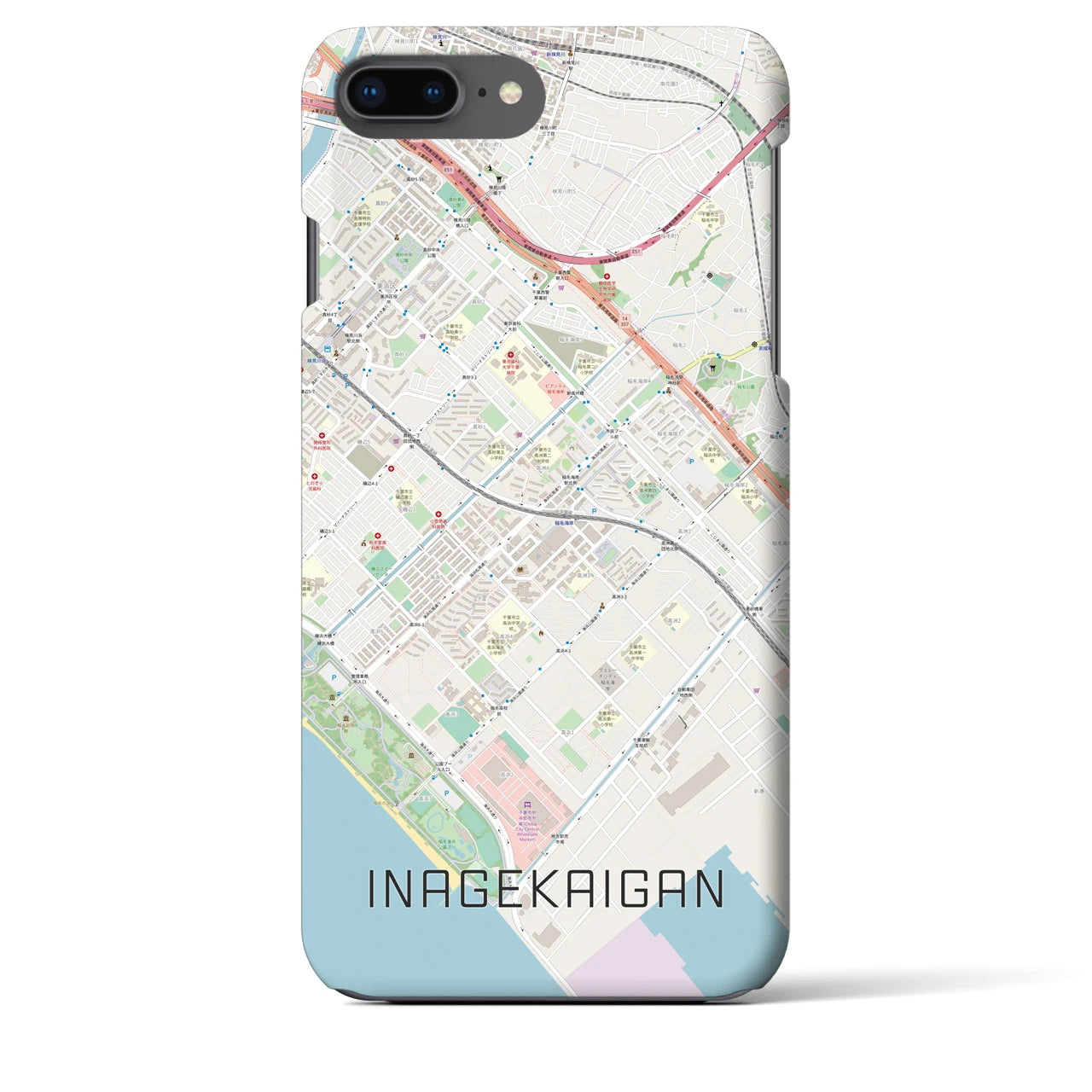 【稲毛海岸(千葉県)】地図柄iPhoneケース(バックカバータイプ)