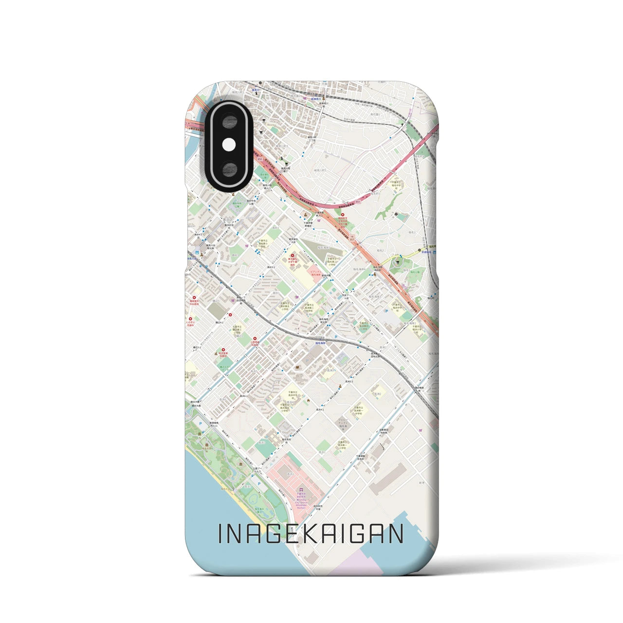 【稲毛海岸(千葉県)】地図柄iPhoneケース(バックカバータイプ)