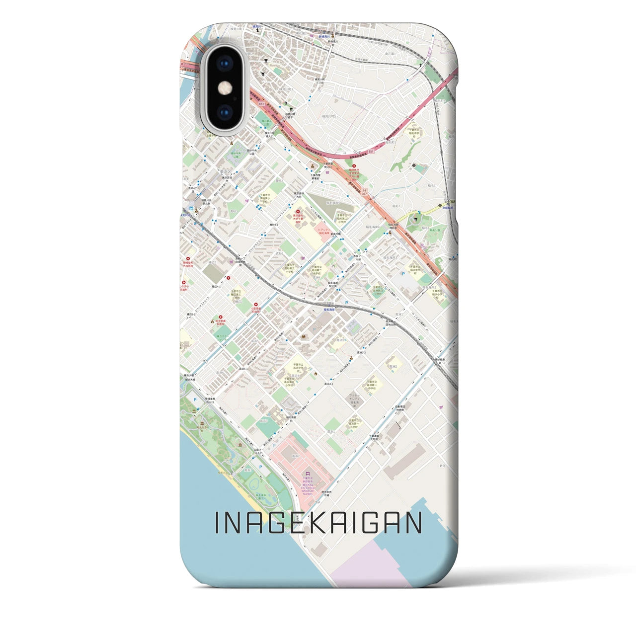 【稲毛海岸(千葉県)】地図柄iPhoneケース(バックカバータイプ)