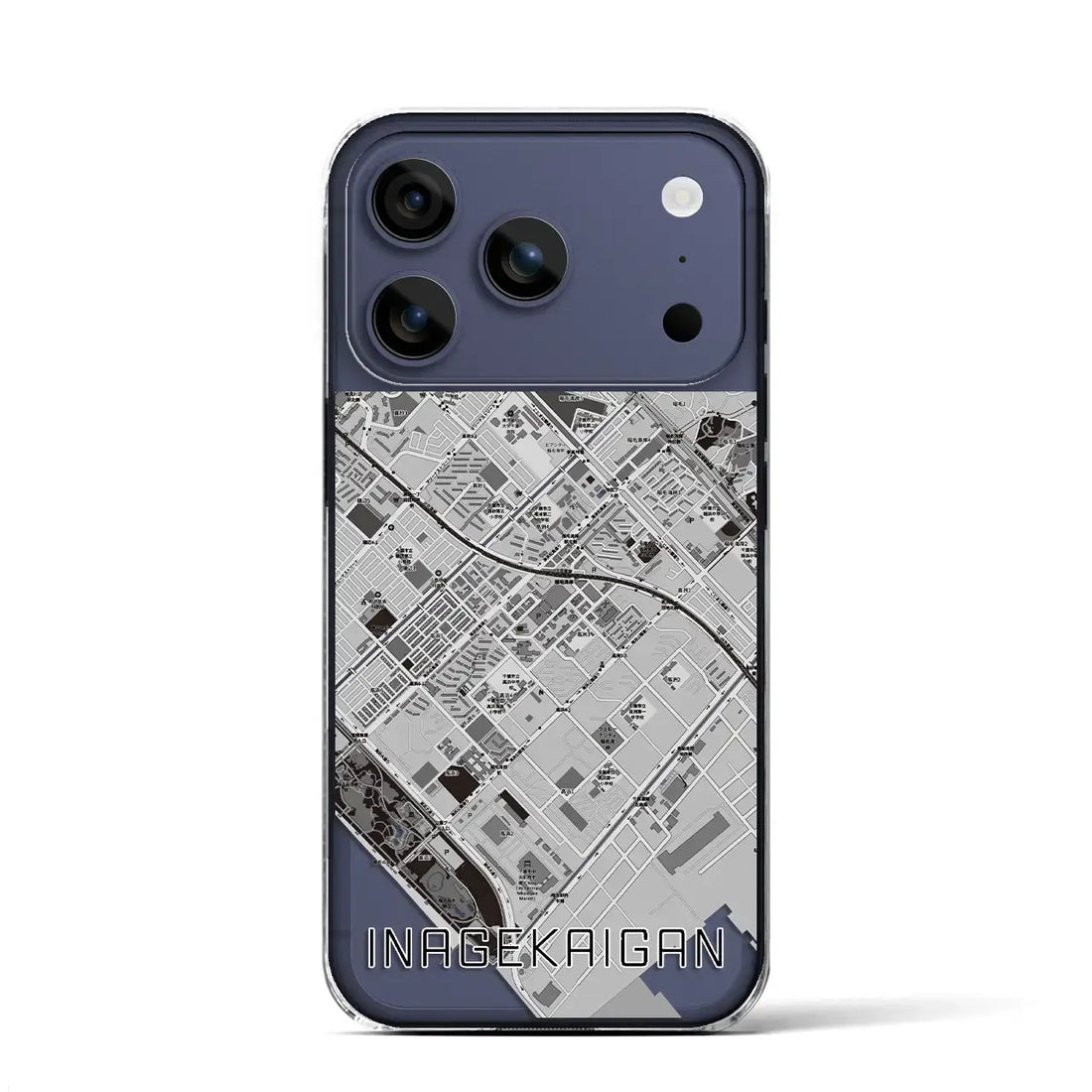 【稲毛海岸(千葉県)】地図柄iPhoneケース(クリアタイプ)